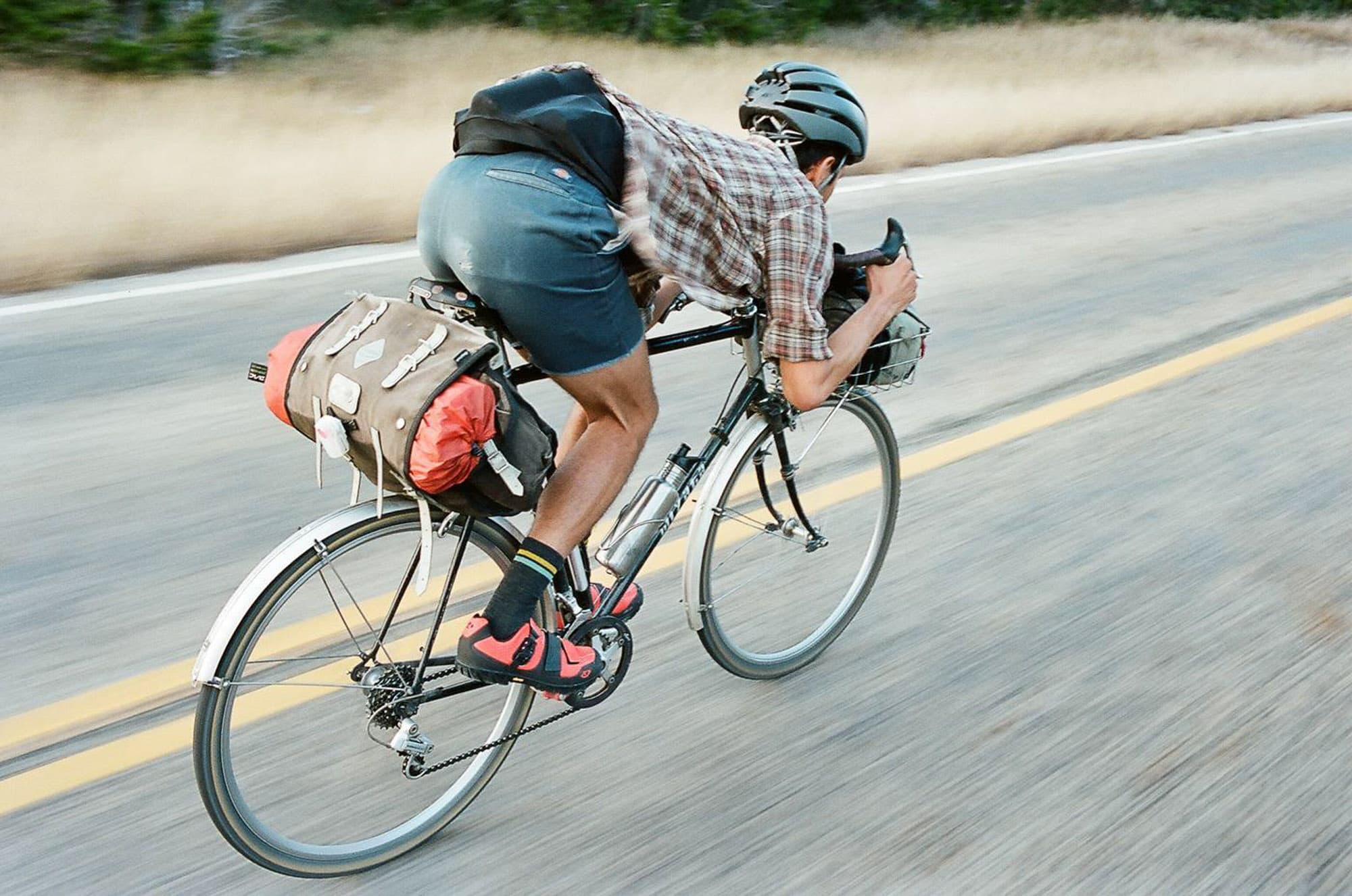 Nick tucks the road.