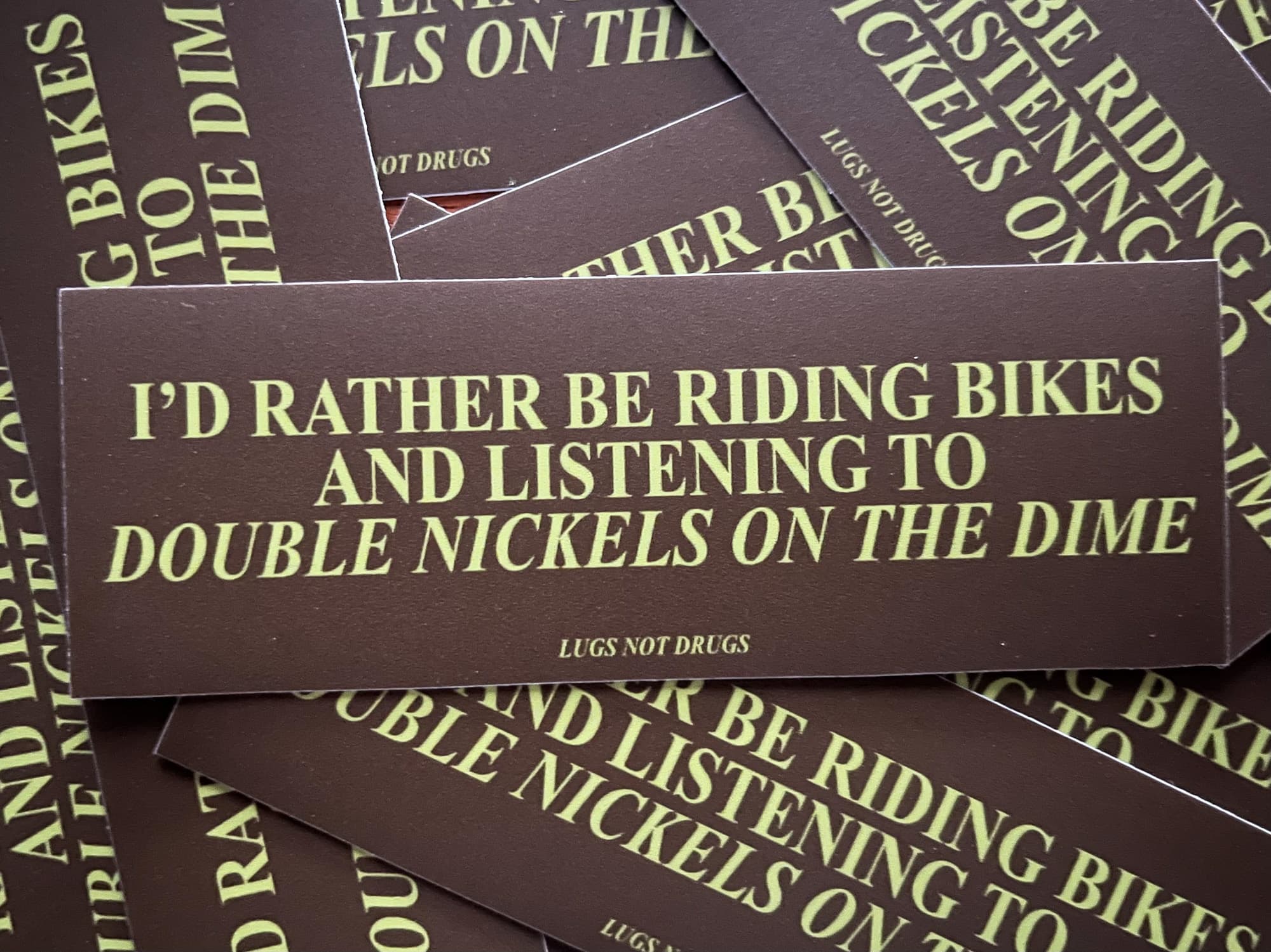 Lugs Not Drugs stickers.