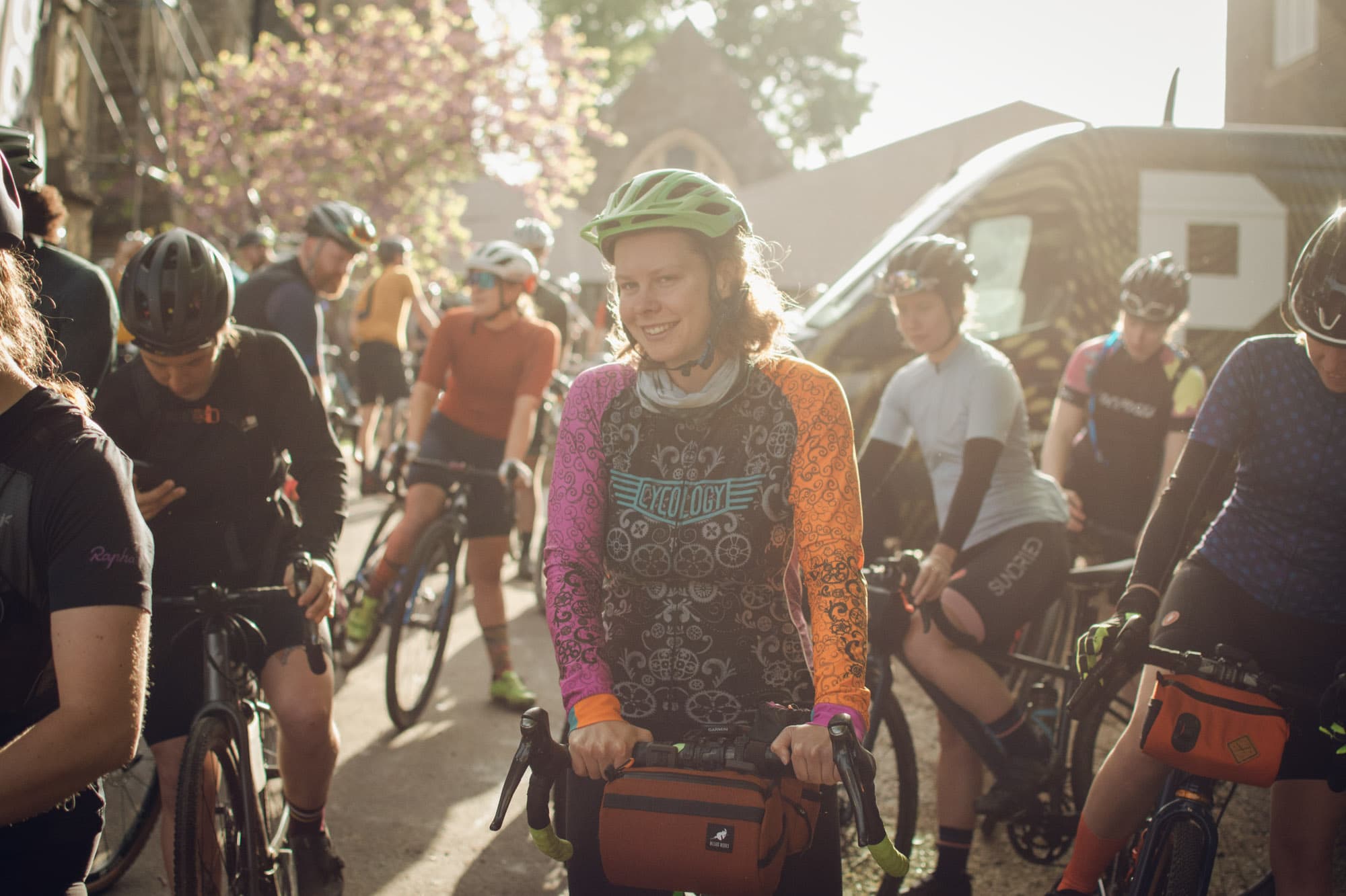 A gravel gal before the ride starts.