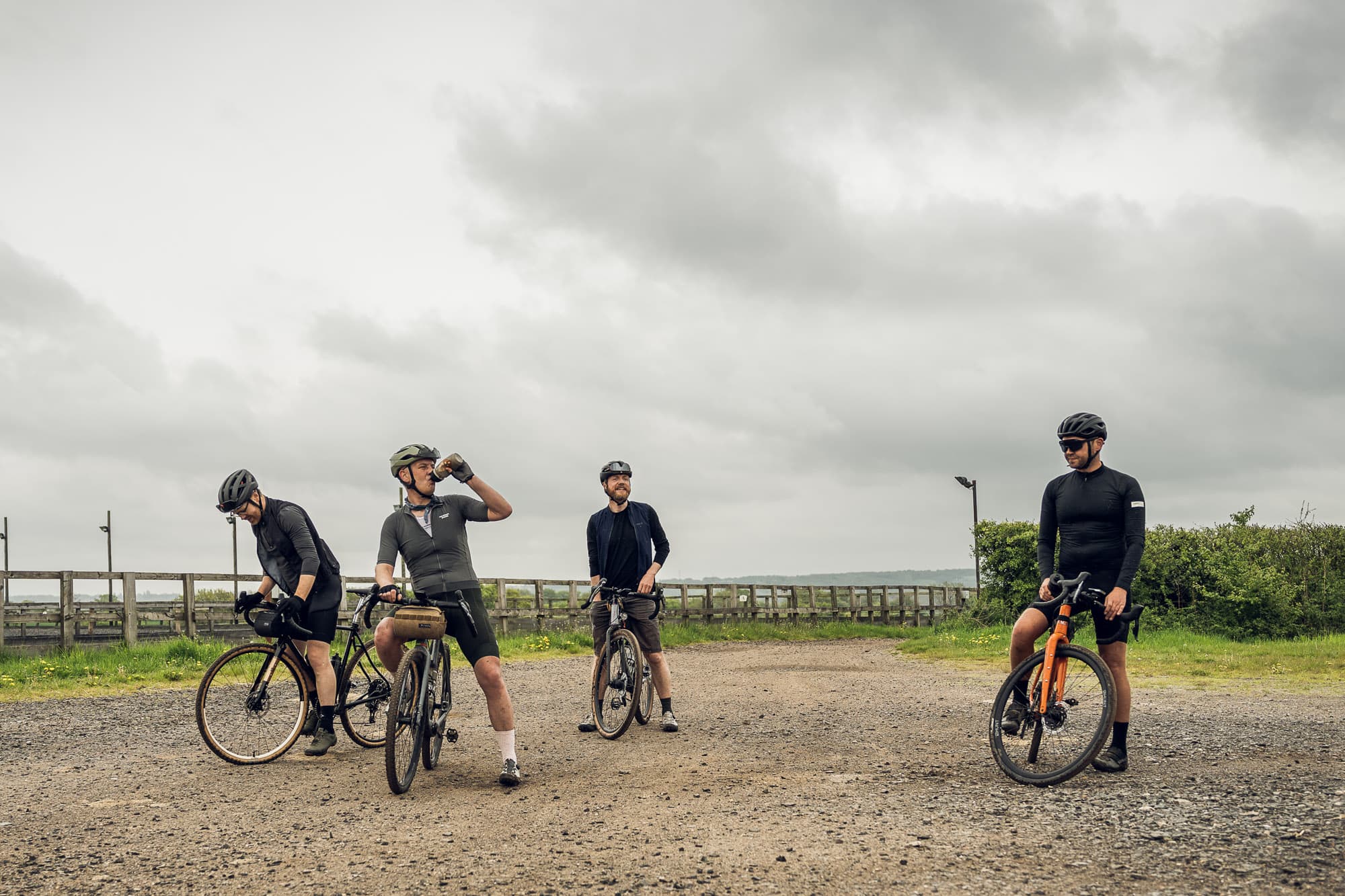 The team takes a break.