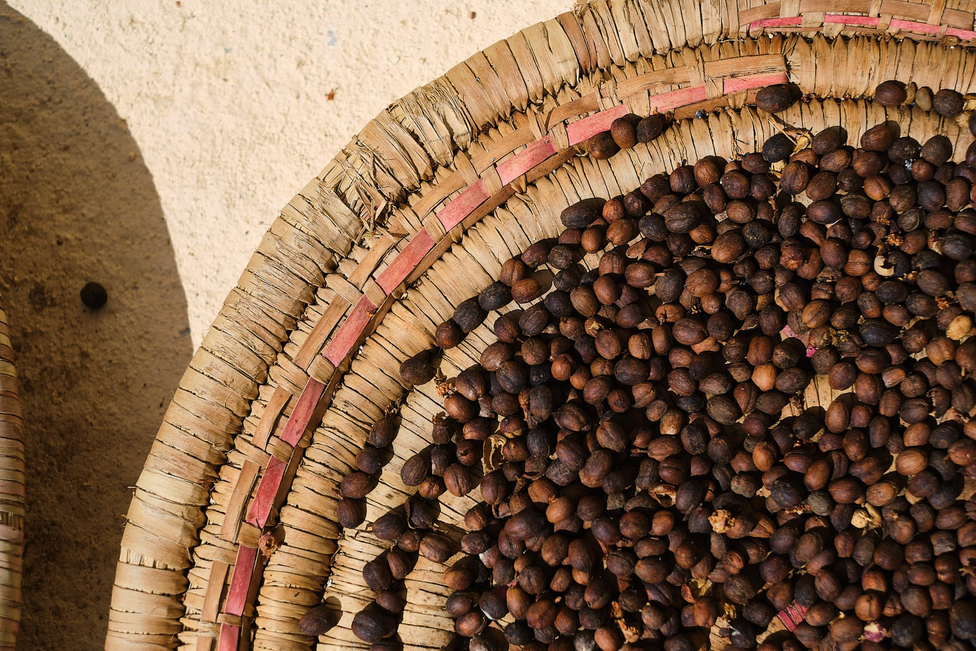 A plate of berries drying in the sun.
