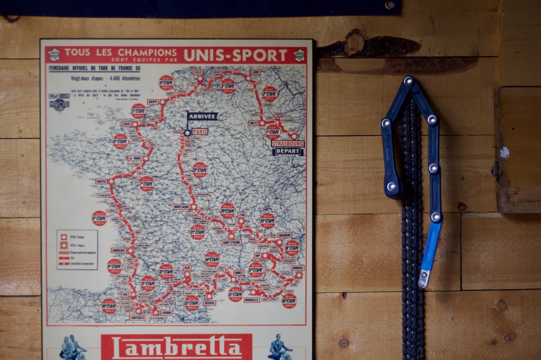 Cycling map of france in the clubhouse