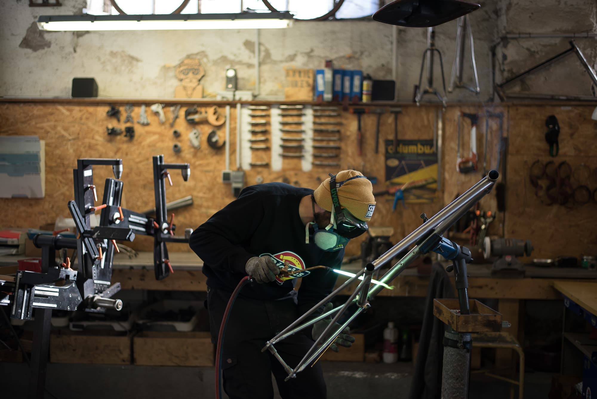 A welder does thier work.