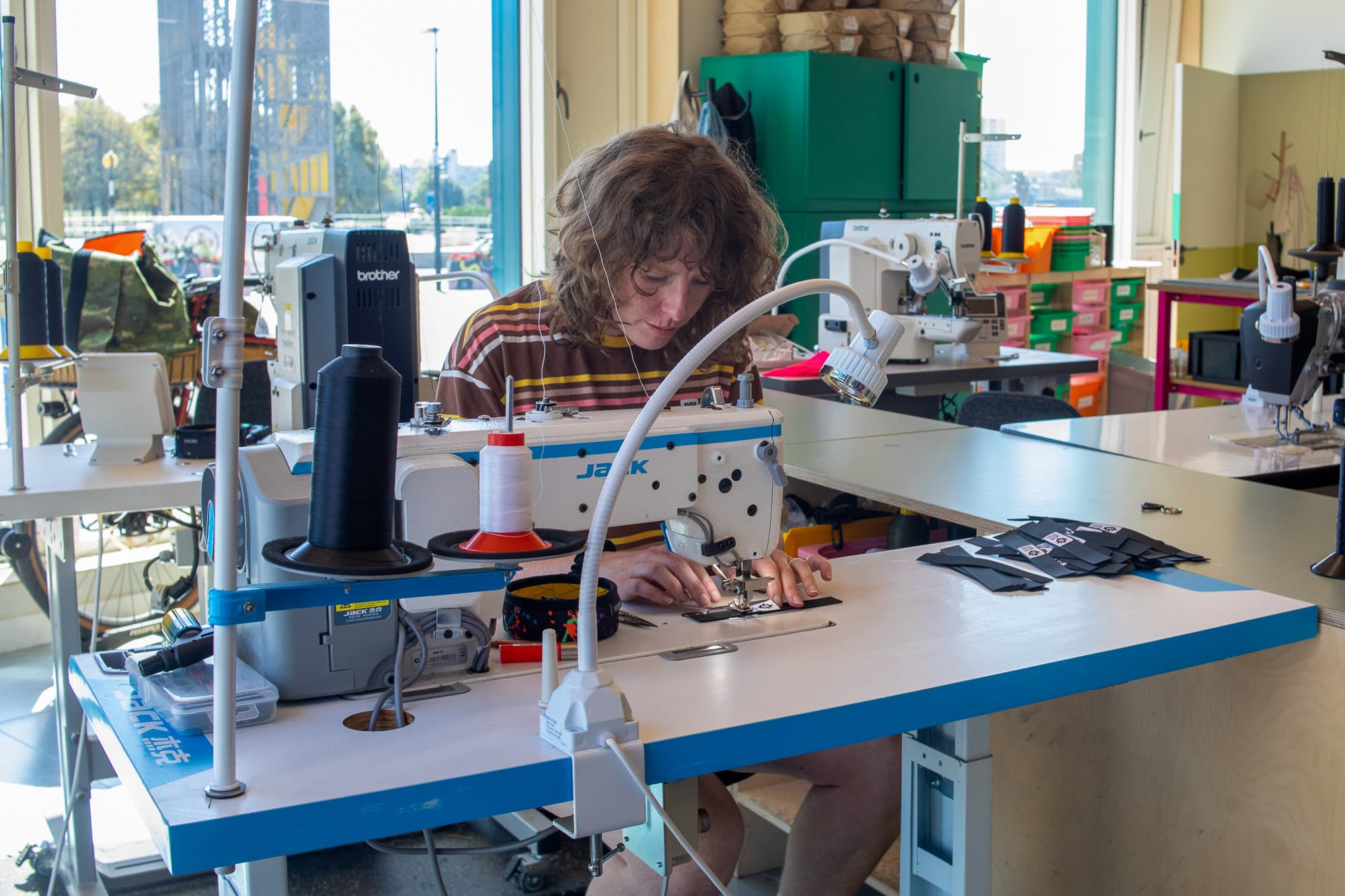 Vee sewing Wizard Works bags.