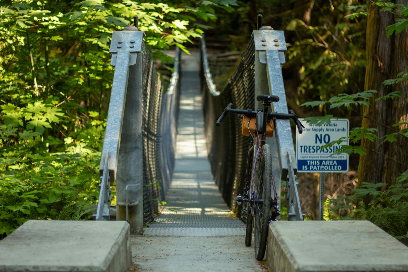bike at suspension bridge