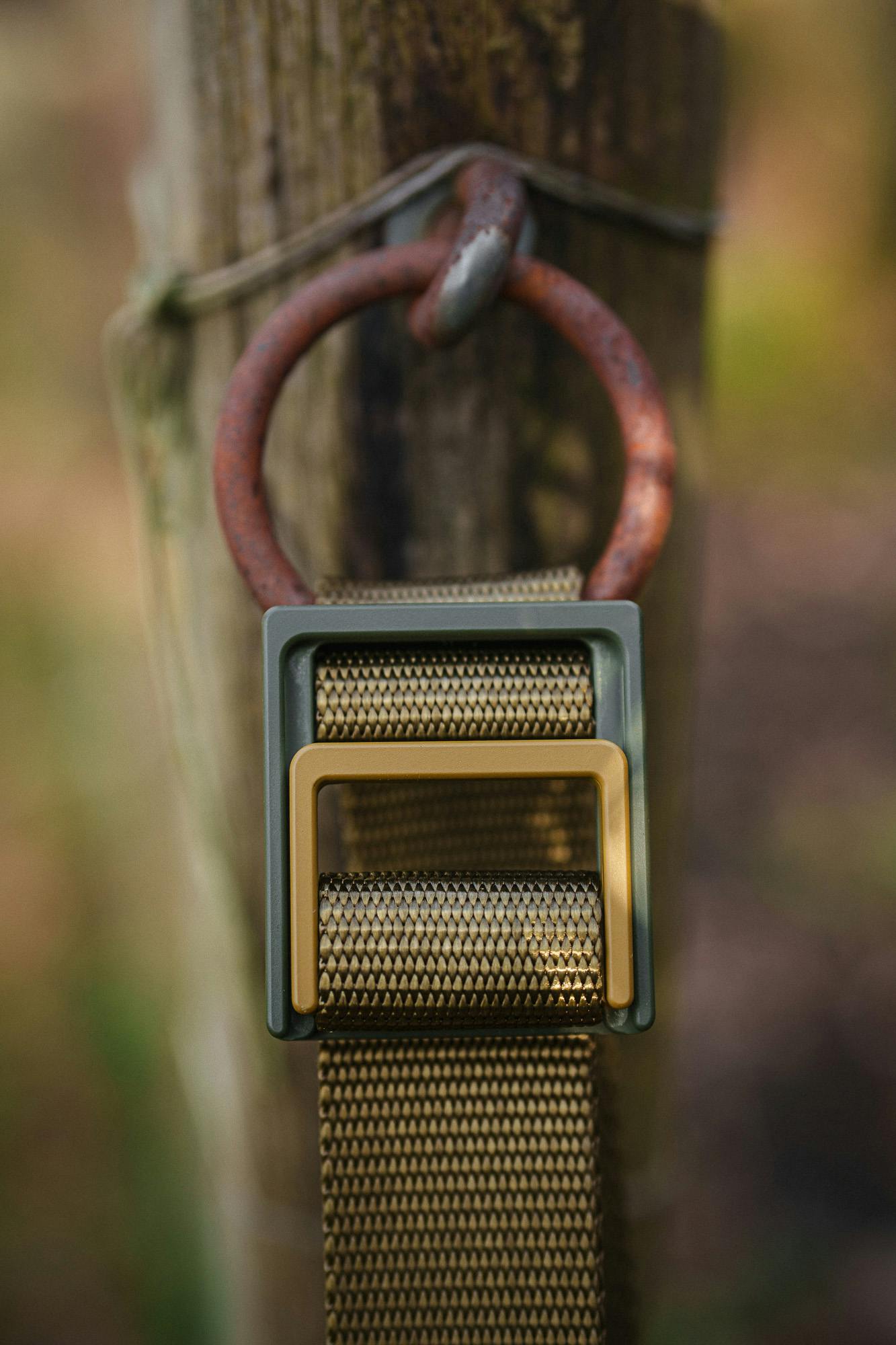 An Austere lock belt on a post.
