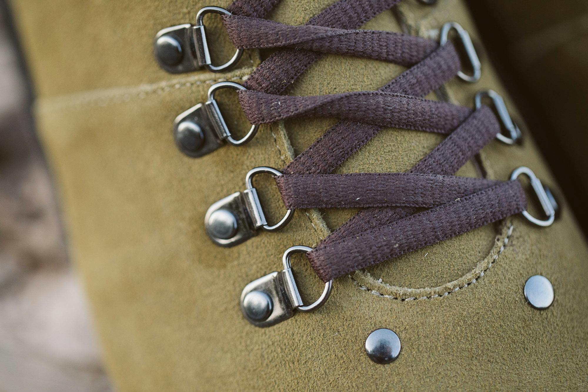 Close up detail on the laces and eyelets.