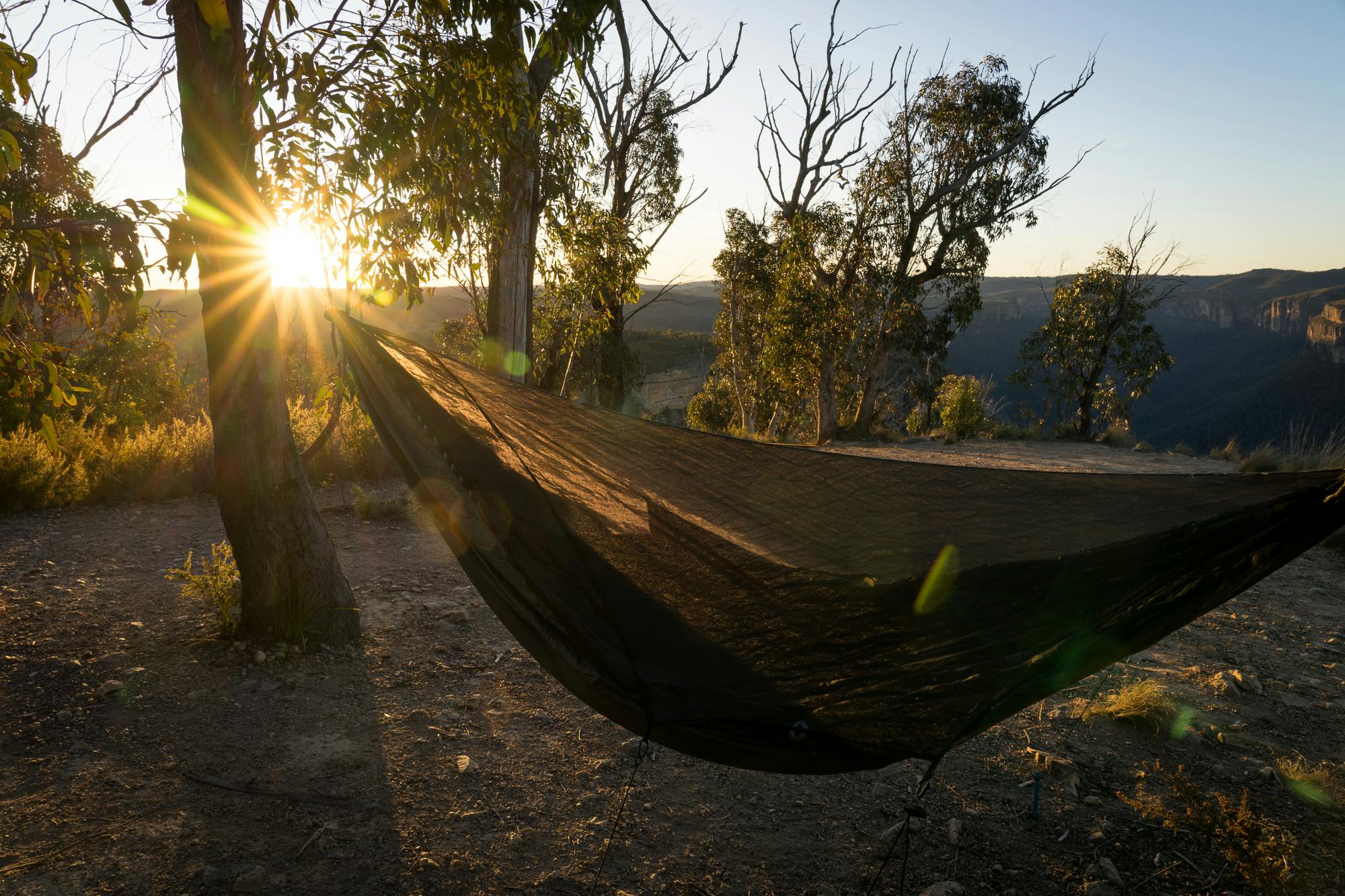 sunrise over hammock tent