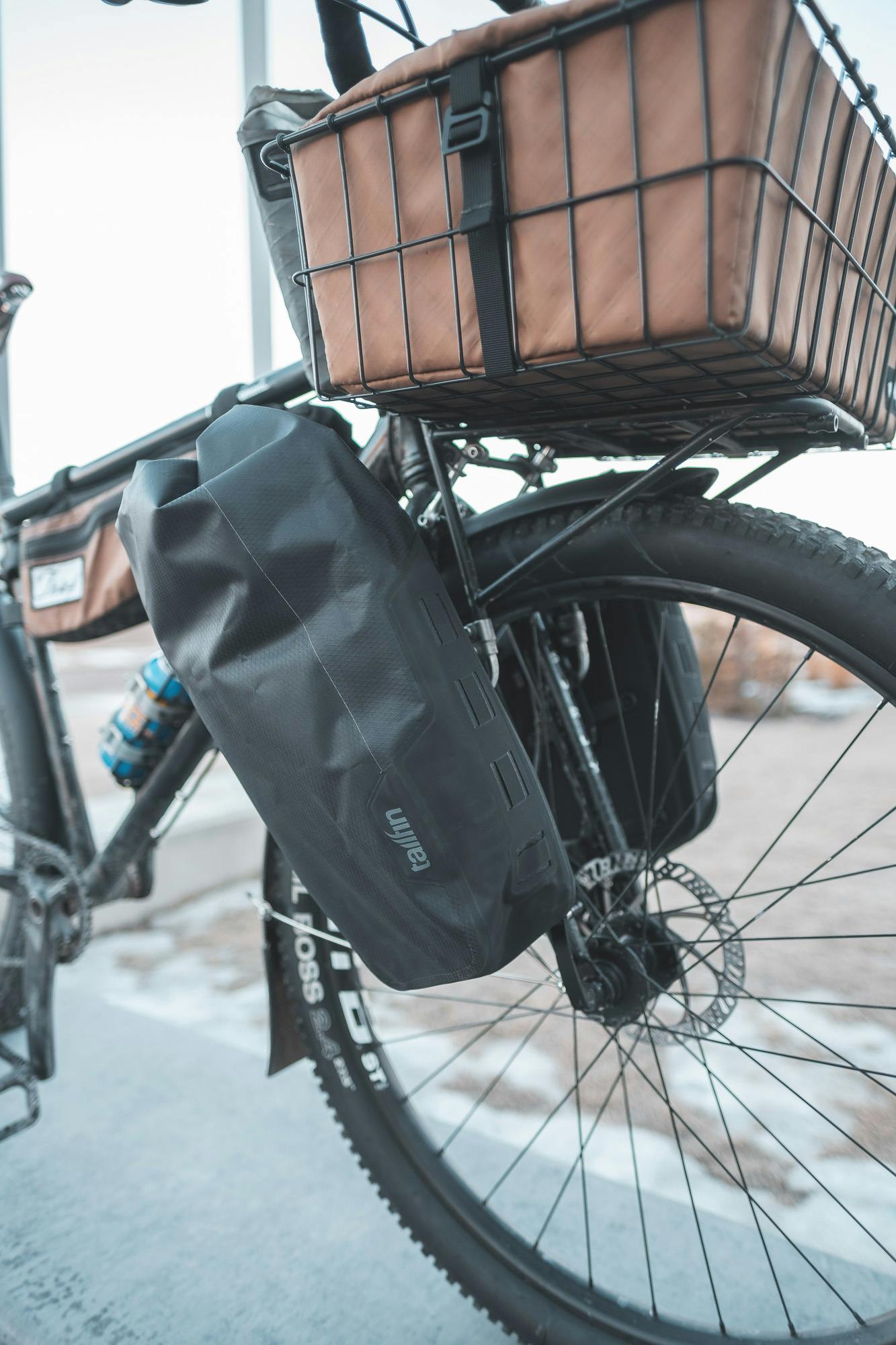 A Surly Bridge Club with Tailfin fork bags.