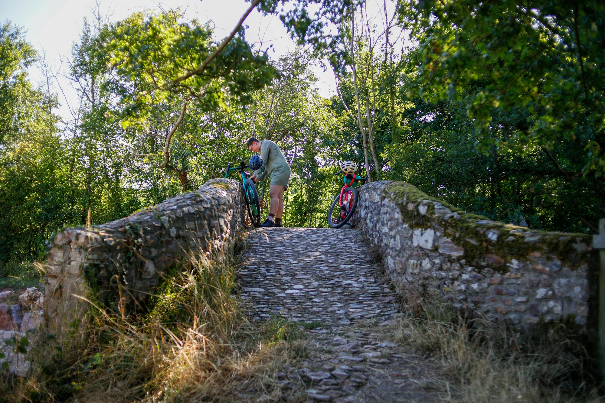 bikes on stone bridge