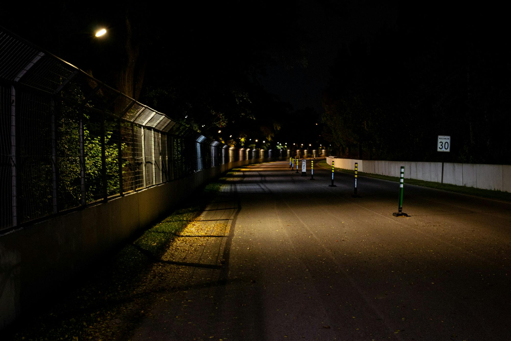 cycling lane at night