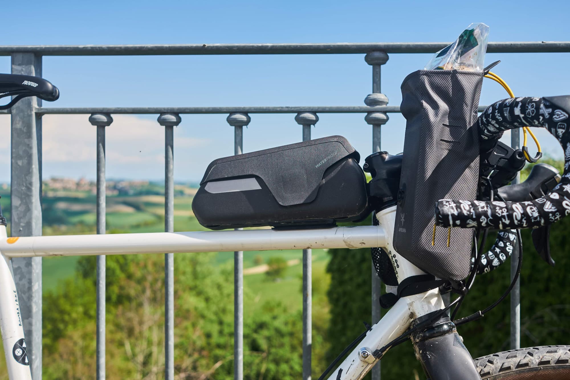 The side view of a Apidura Expedition Stem Pack.