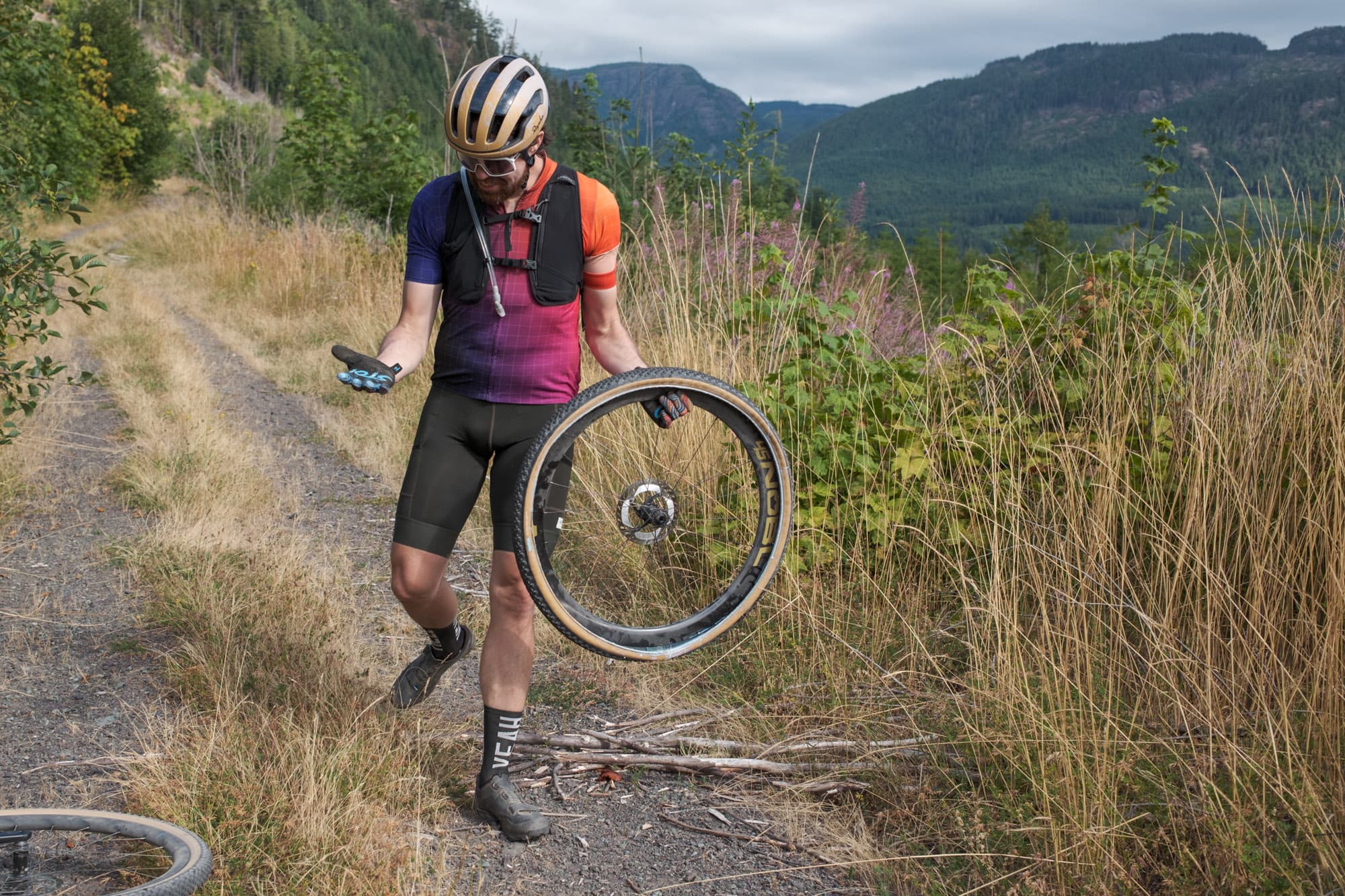 Oh no - Jeff gets a flat.