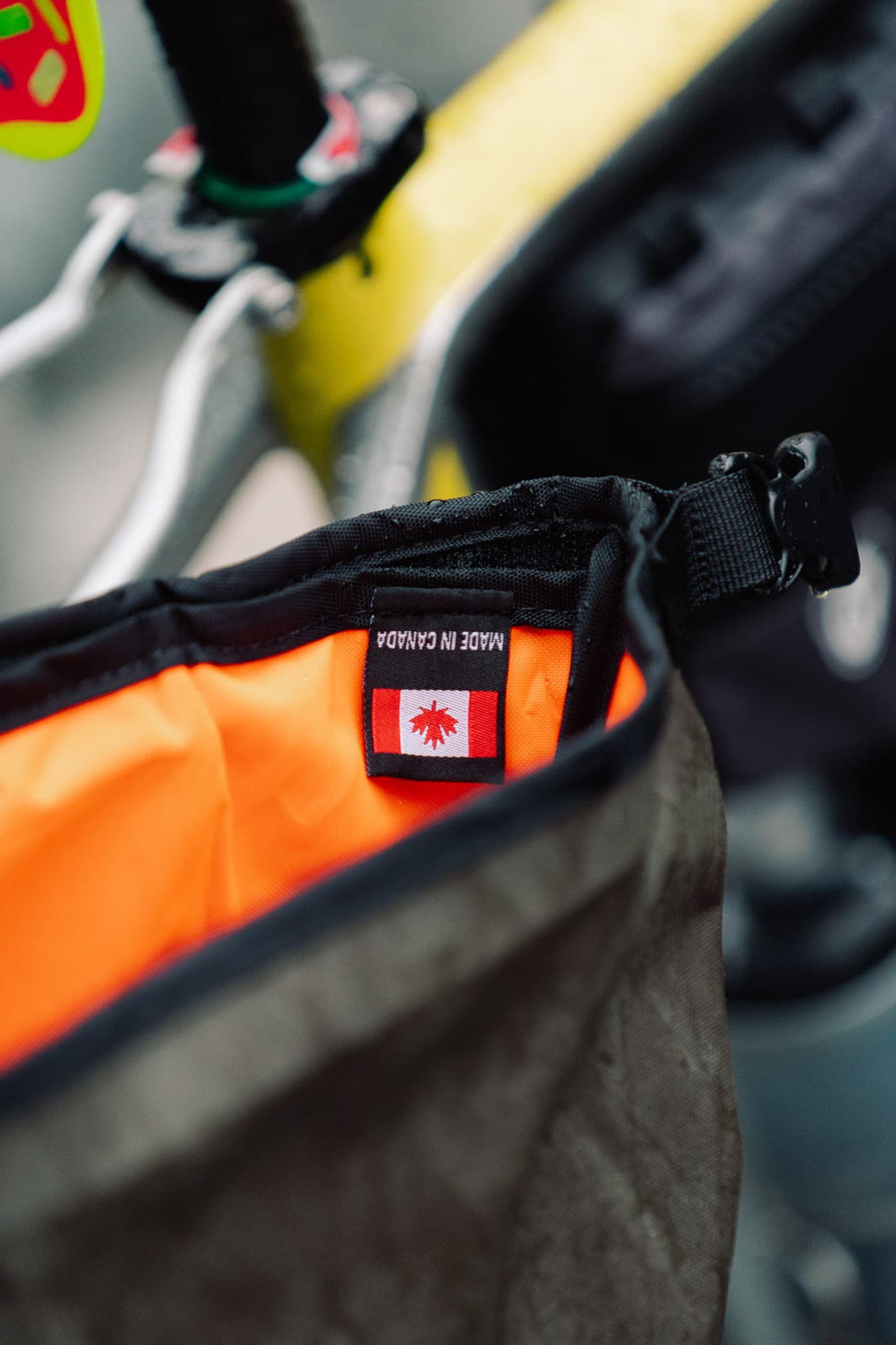 FLiP cage detail with a Canadian flag sticker.