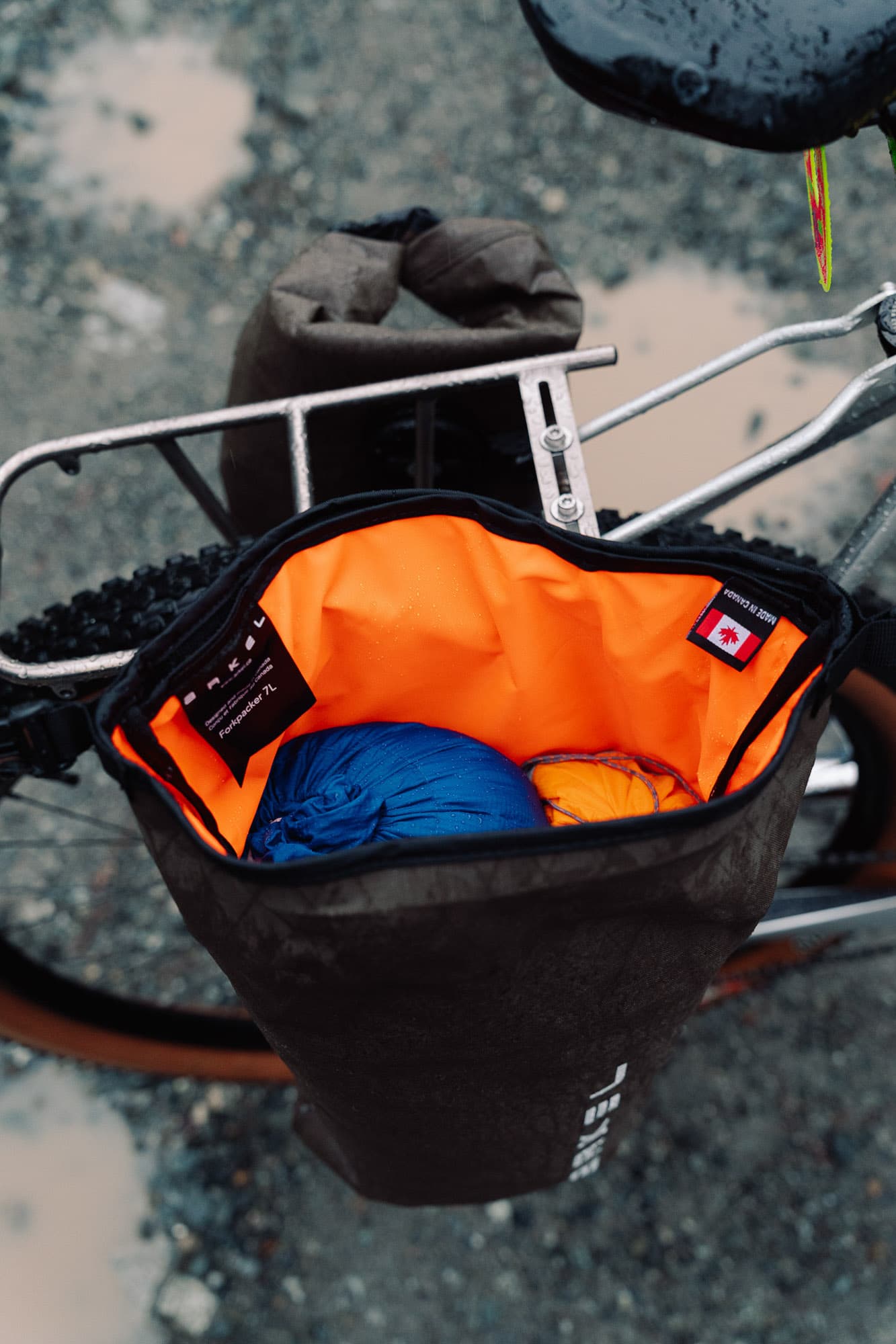 Forkpacker packed and open, showing the orange lining.