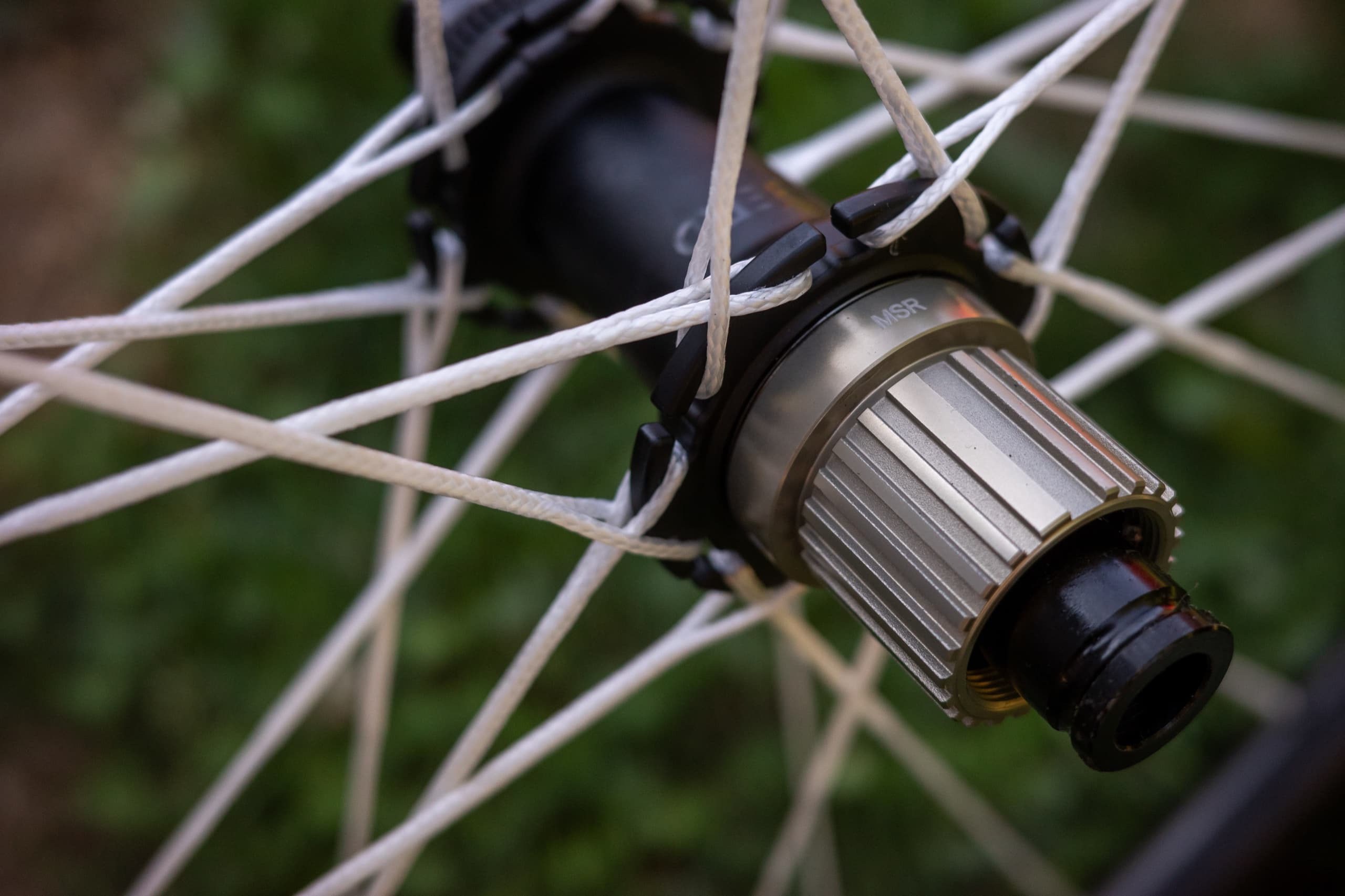 Close-up of the Sparrow 50 Gold freehub body and cassette splines.