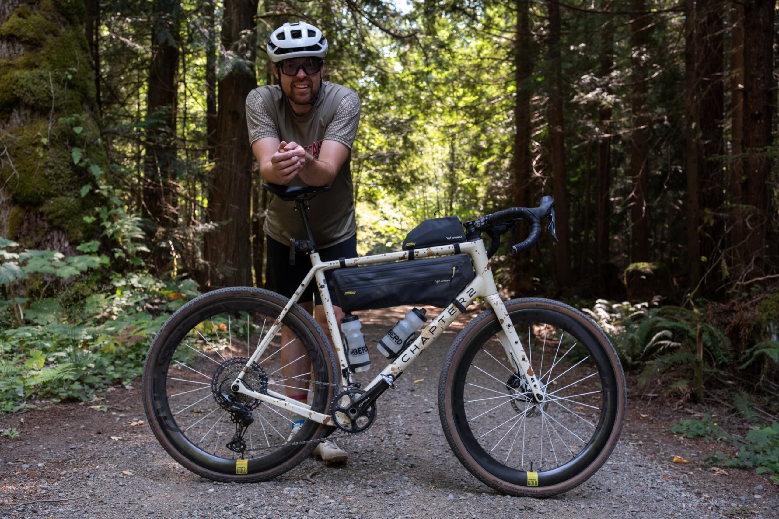 Jeff catching his breath after a hard effort on the Comox Alberni Connector.