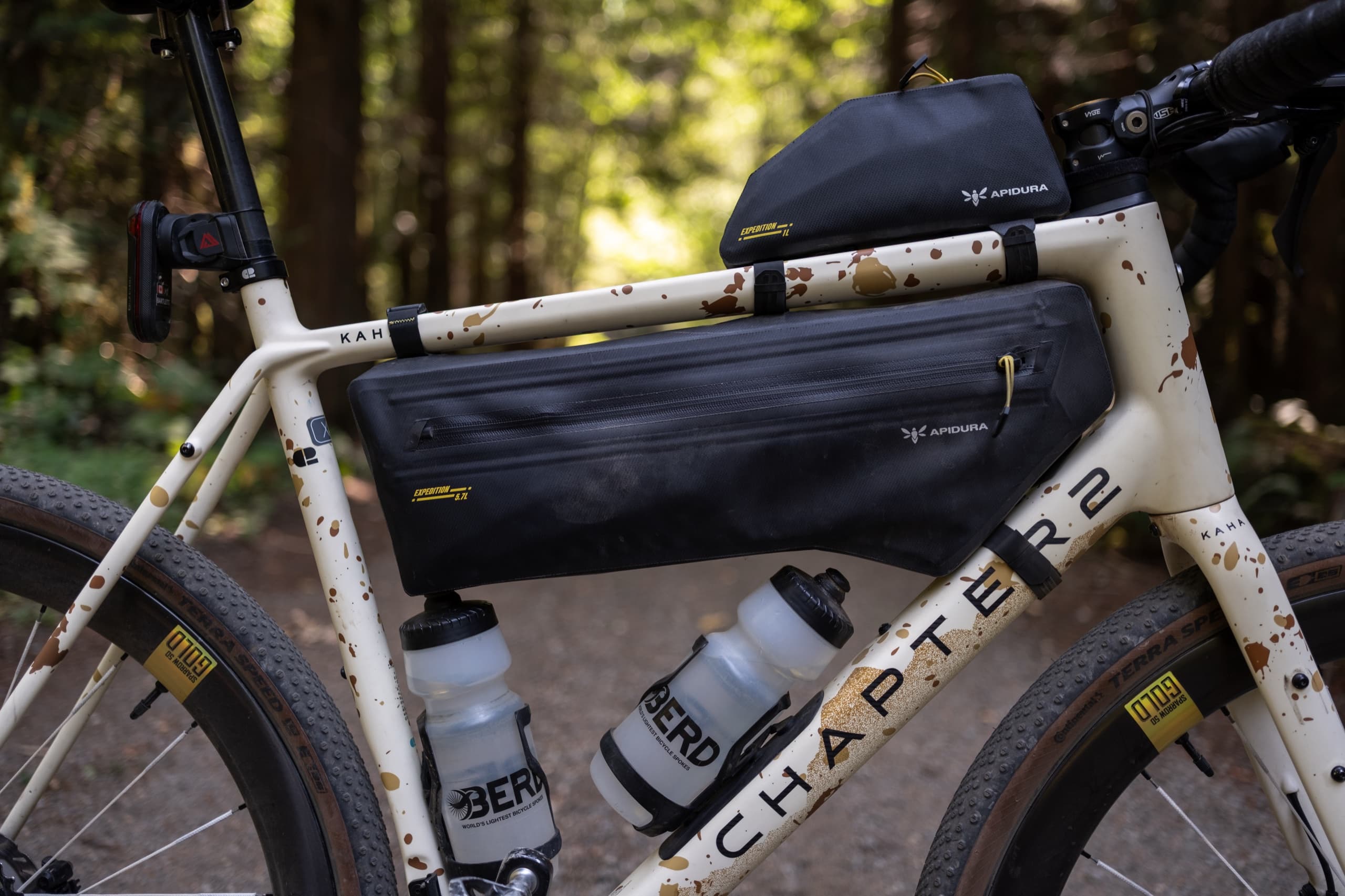 Berd water bottle and Chapter 2 frame bag detail.