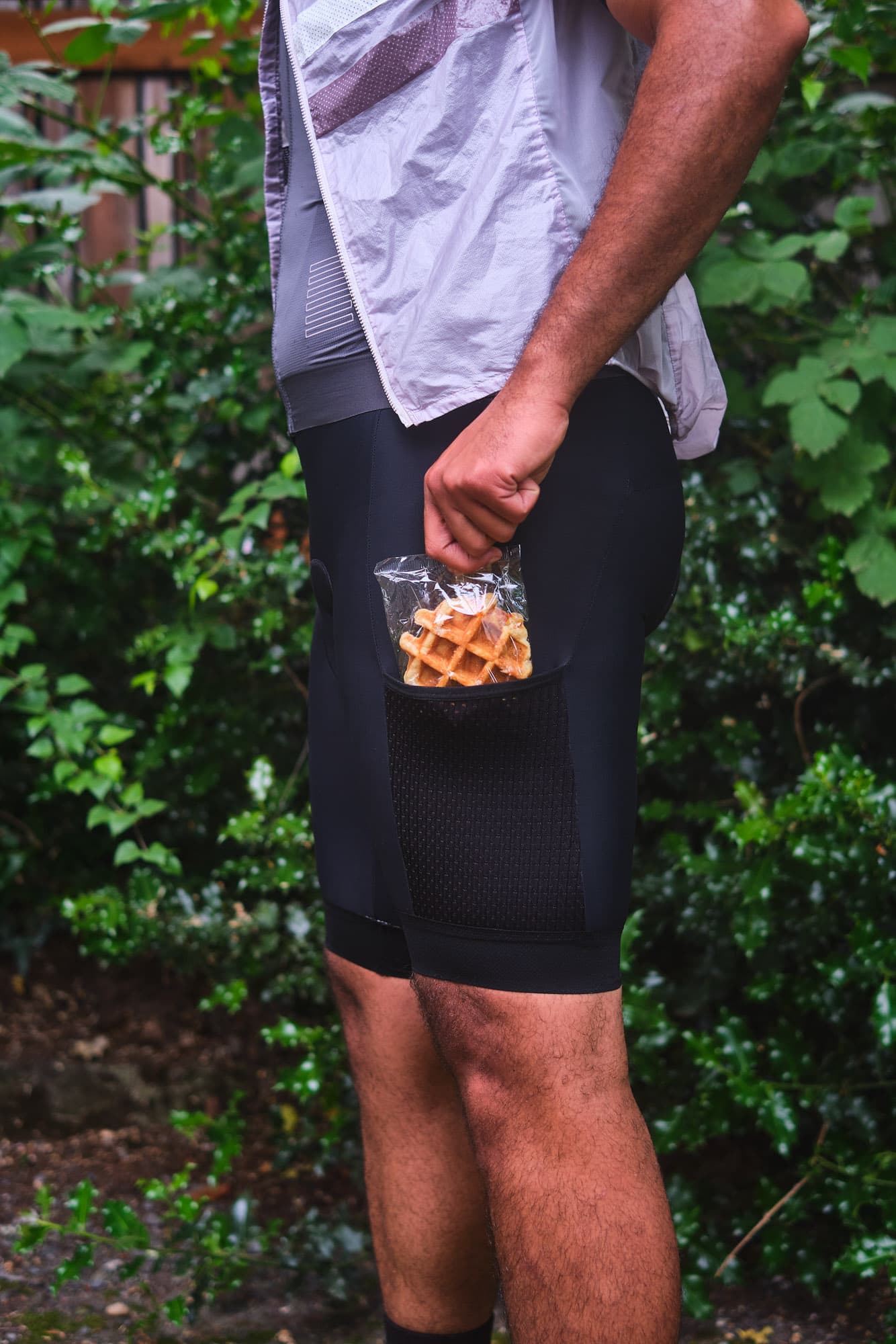Waffle in a cargo pocket.