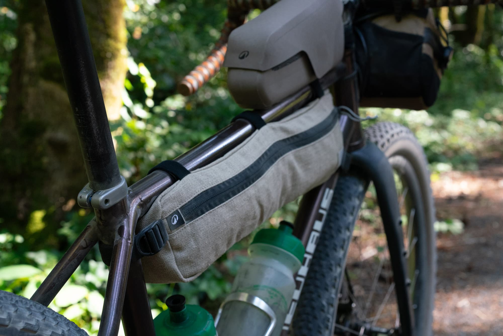 The half-frame bag out on the trail.
