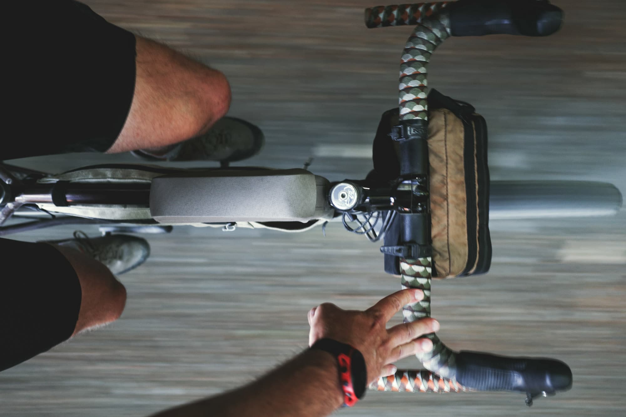 Riding the rail-grade, looking down from the saddle.
