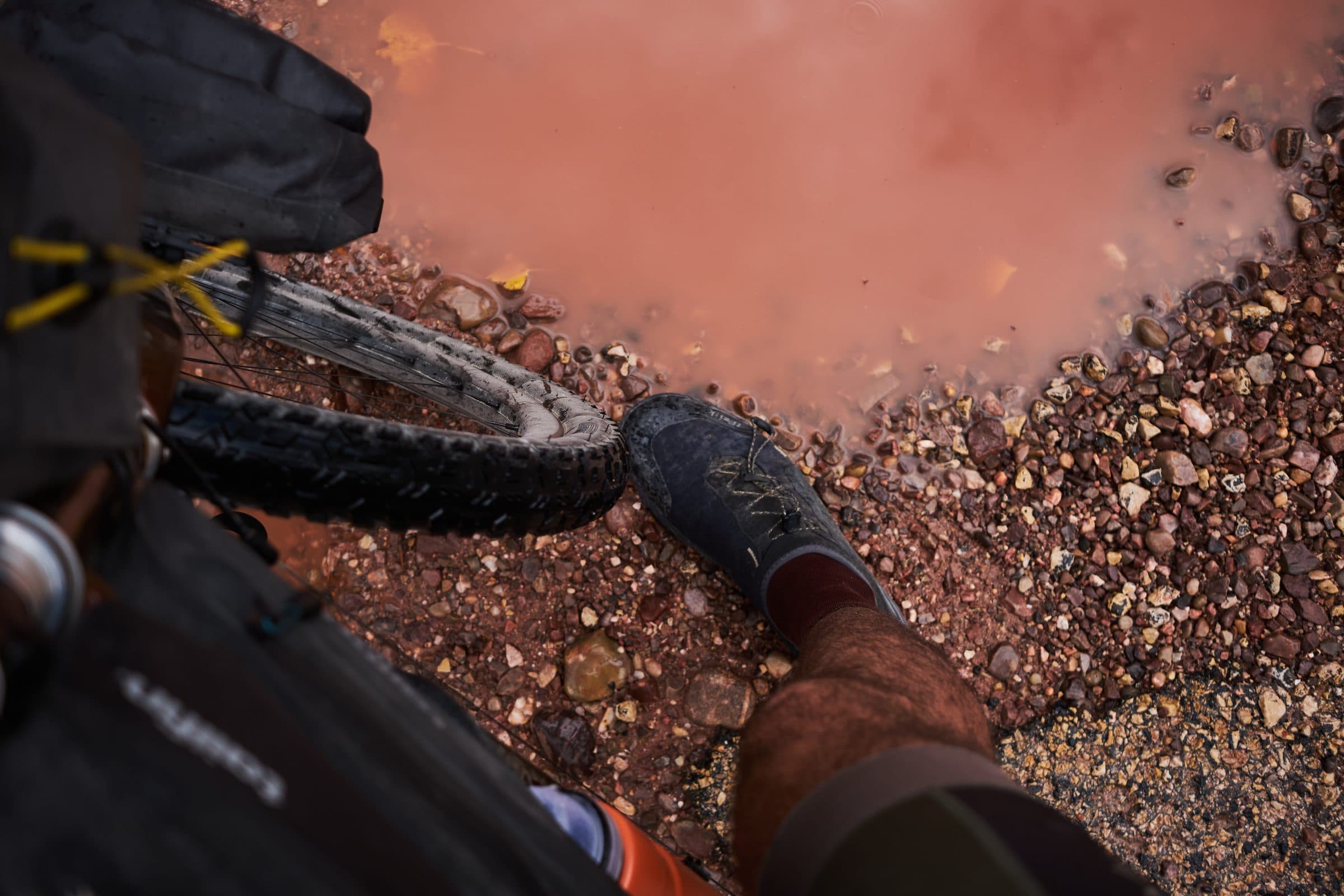 Loose red gravel underfoot in the Teruel highlands.