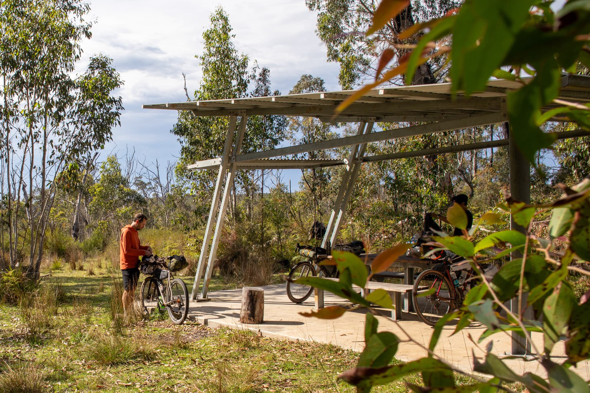 Mattie and crew set up camp.