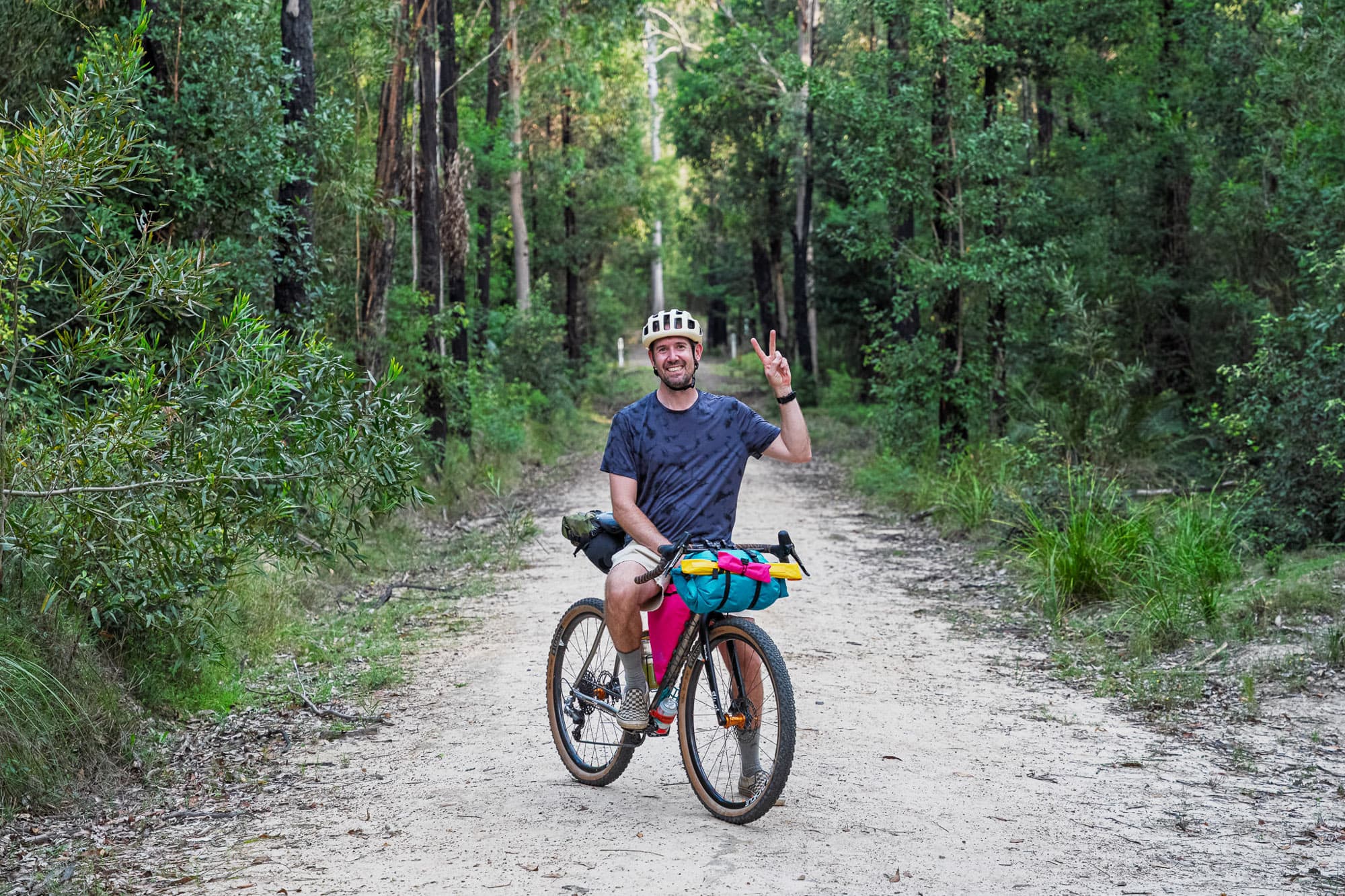 Mattie on his bike in New Zealand.