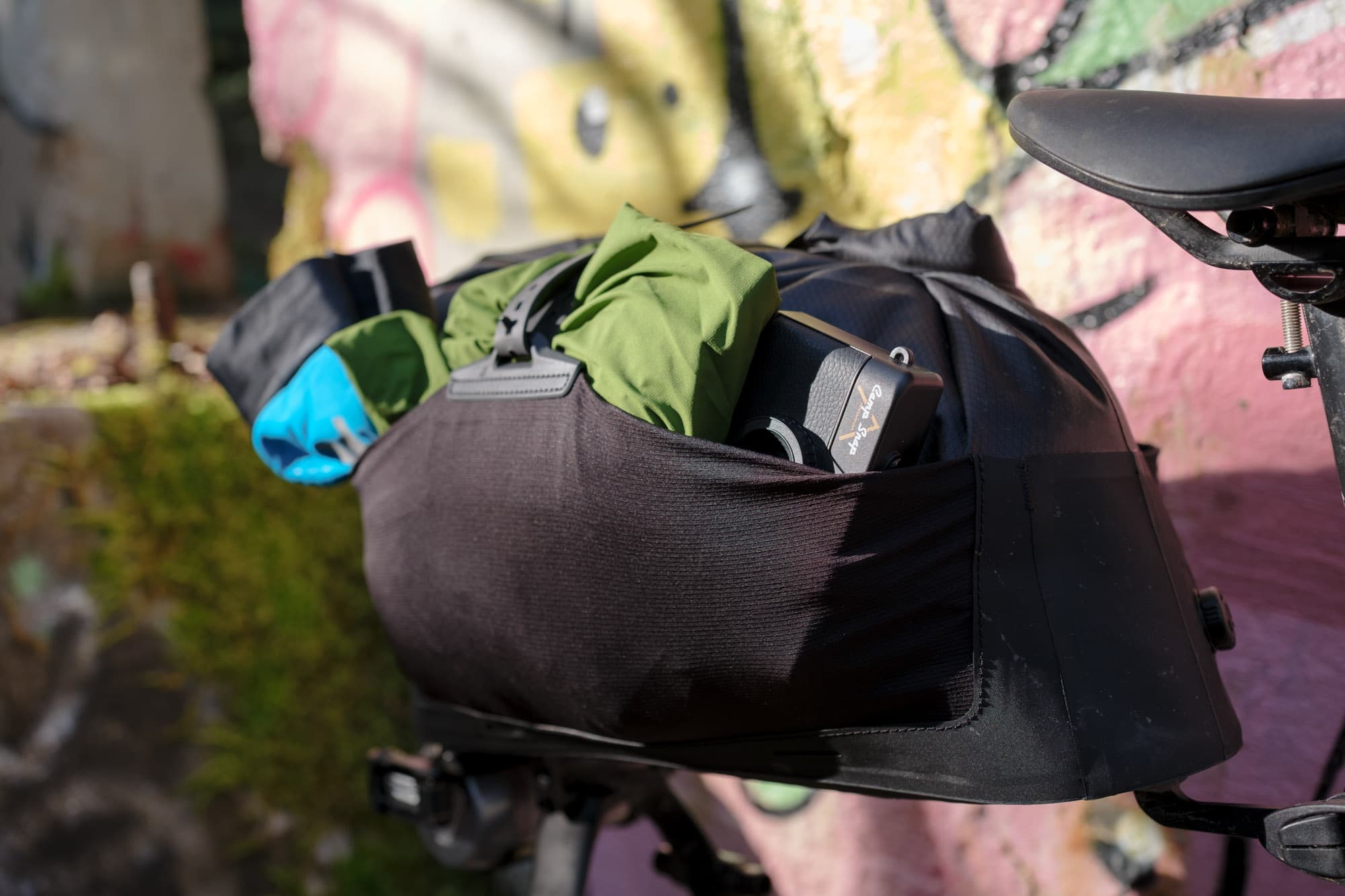 A closeup of the side pocket.
