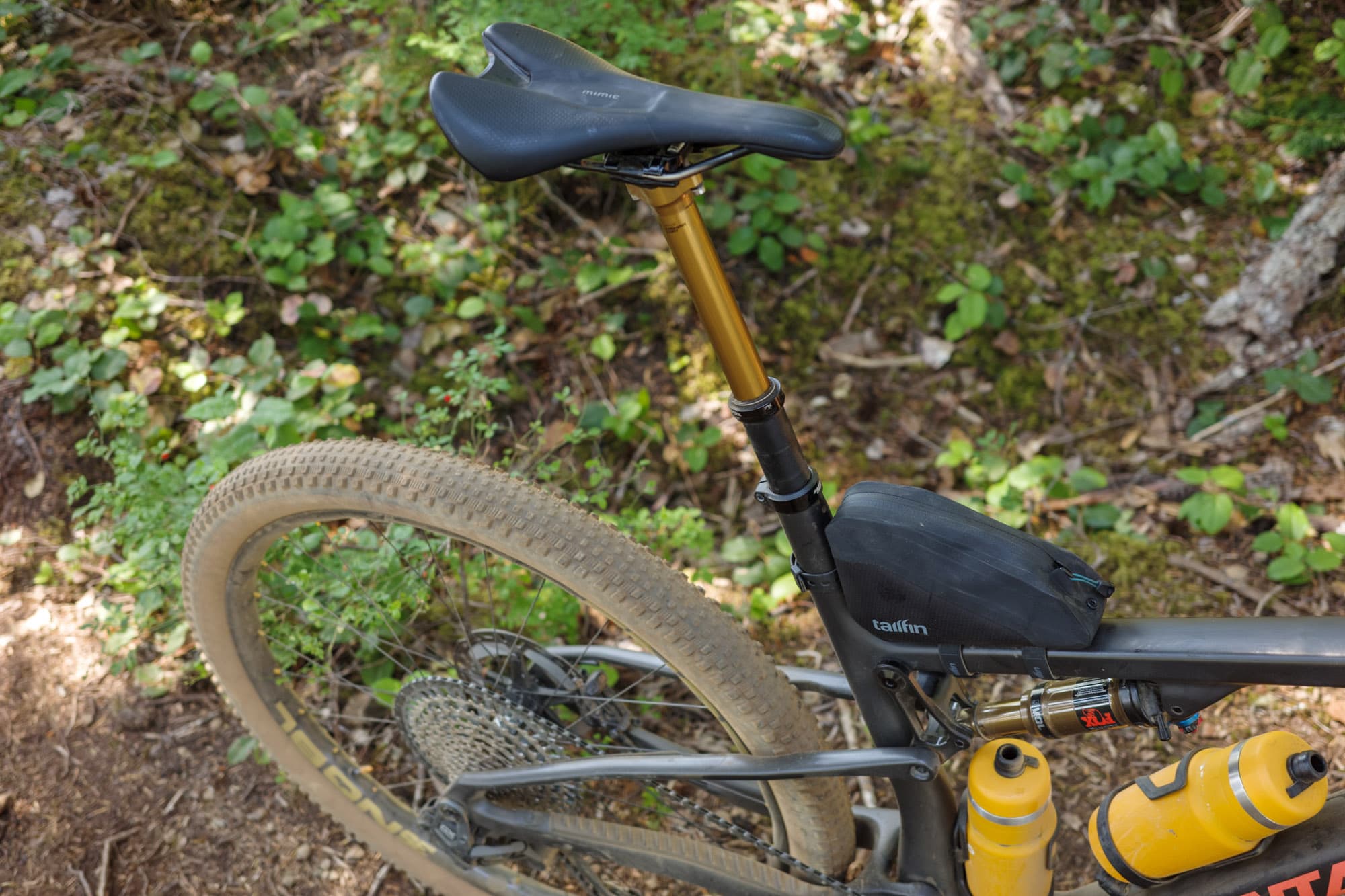 Tailfin Rear Top Tube Bag and a dropper post.