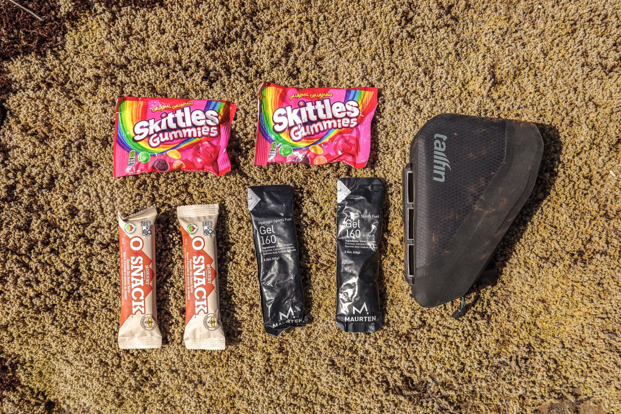 The Tailfin Rear Top Tube Bag and candy treats.