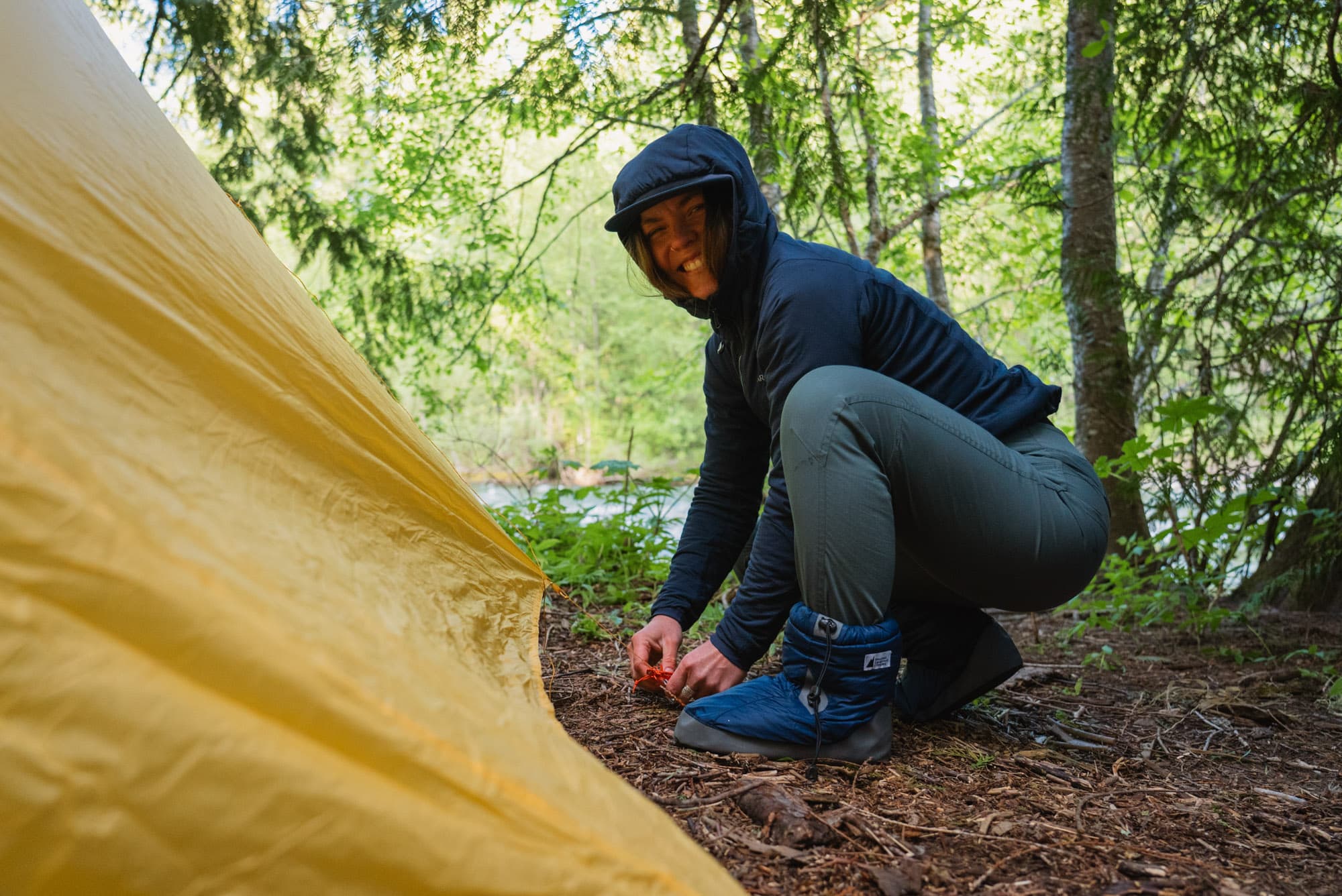 Overhead shot of vestibule gear setup