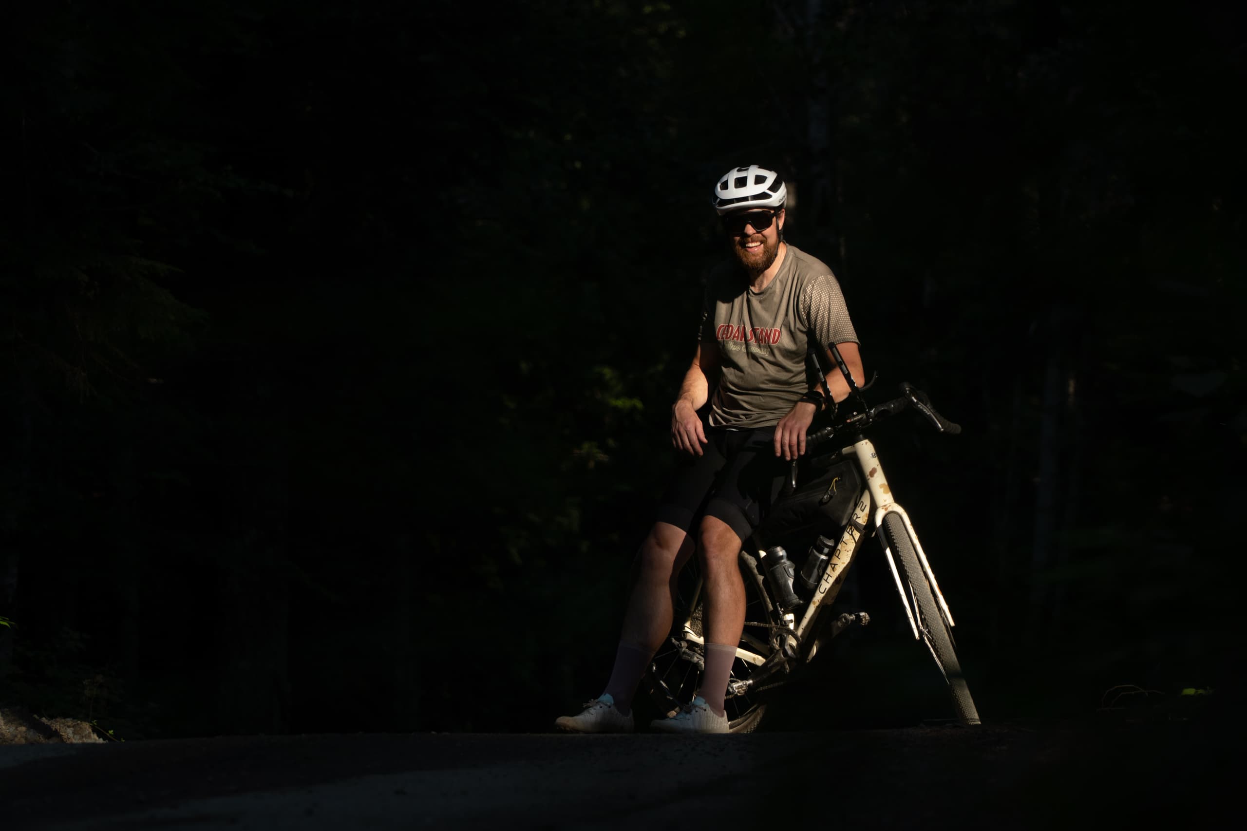Jeff and the Kaha, backlit at the end of a long day.