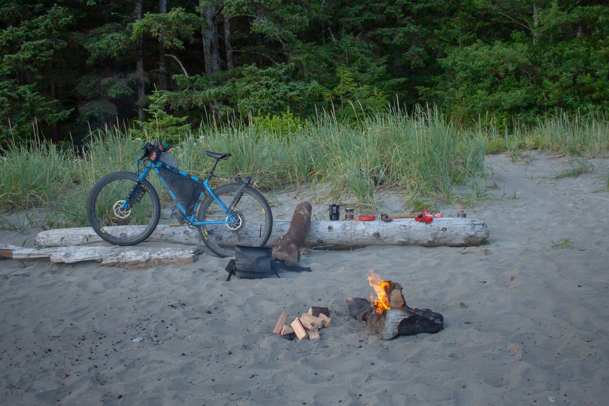 Barrys Surly at a camp spot.