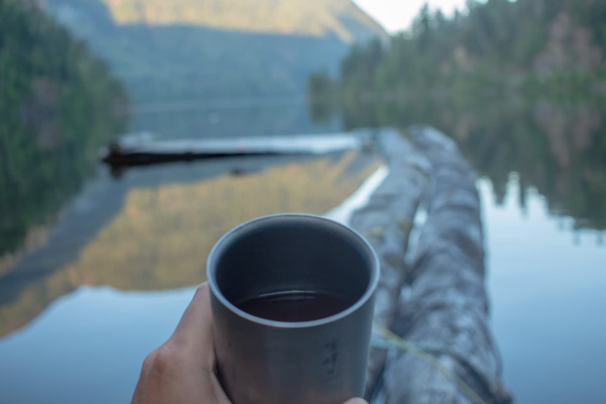 An early morning coffee on the lake.
