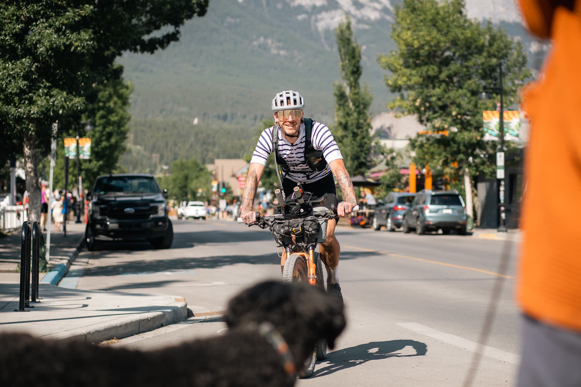 A racer crosses the finish line.