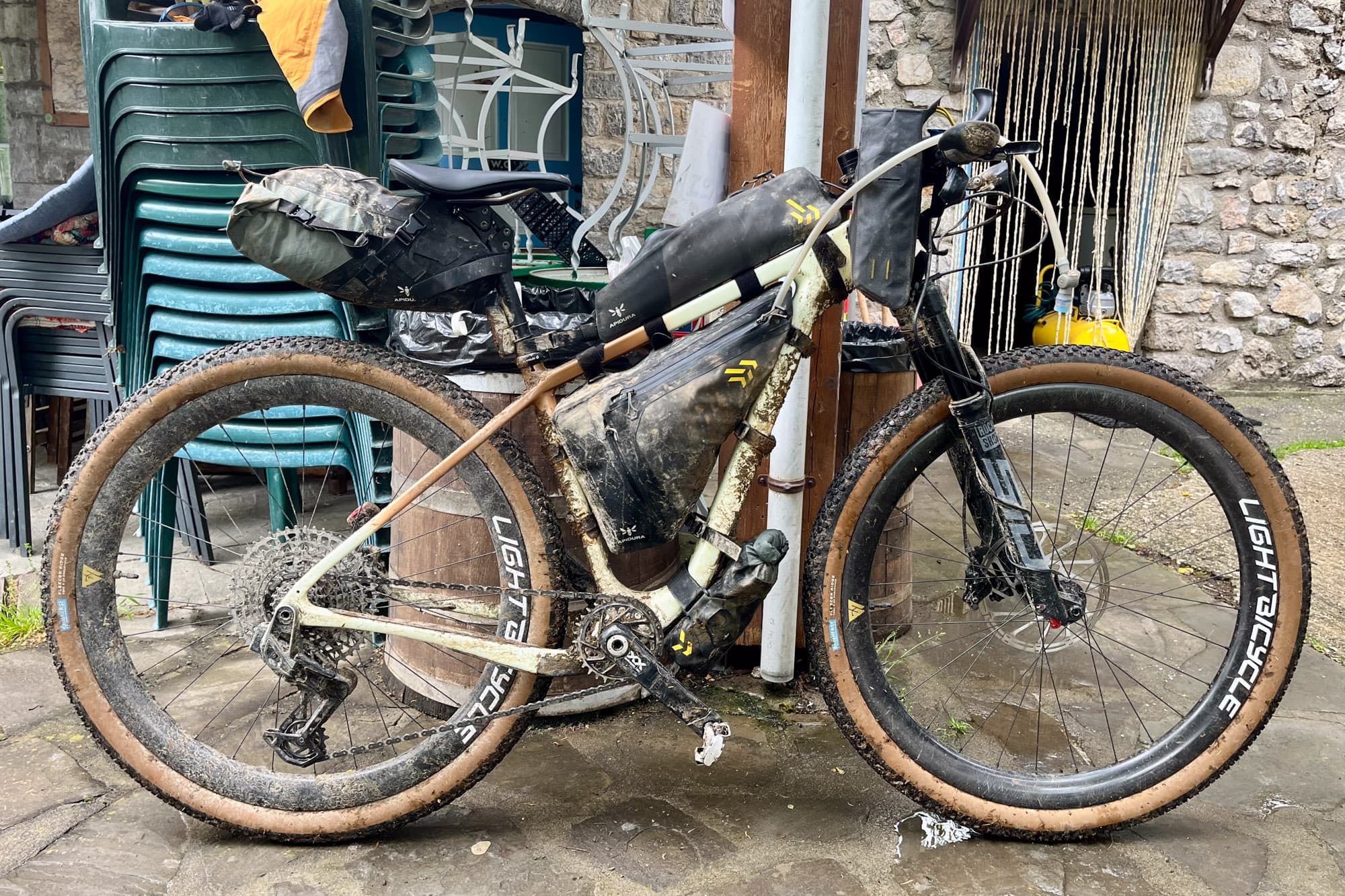 Meaghans bike looking like its been ridden.