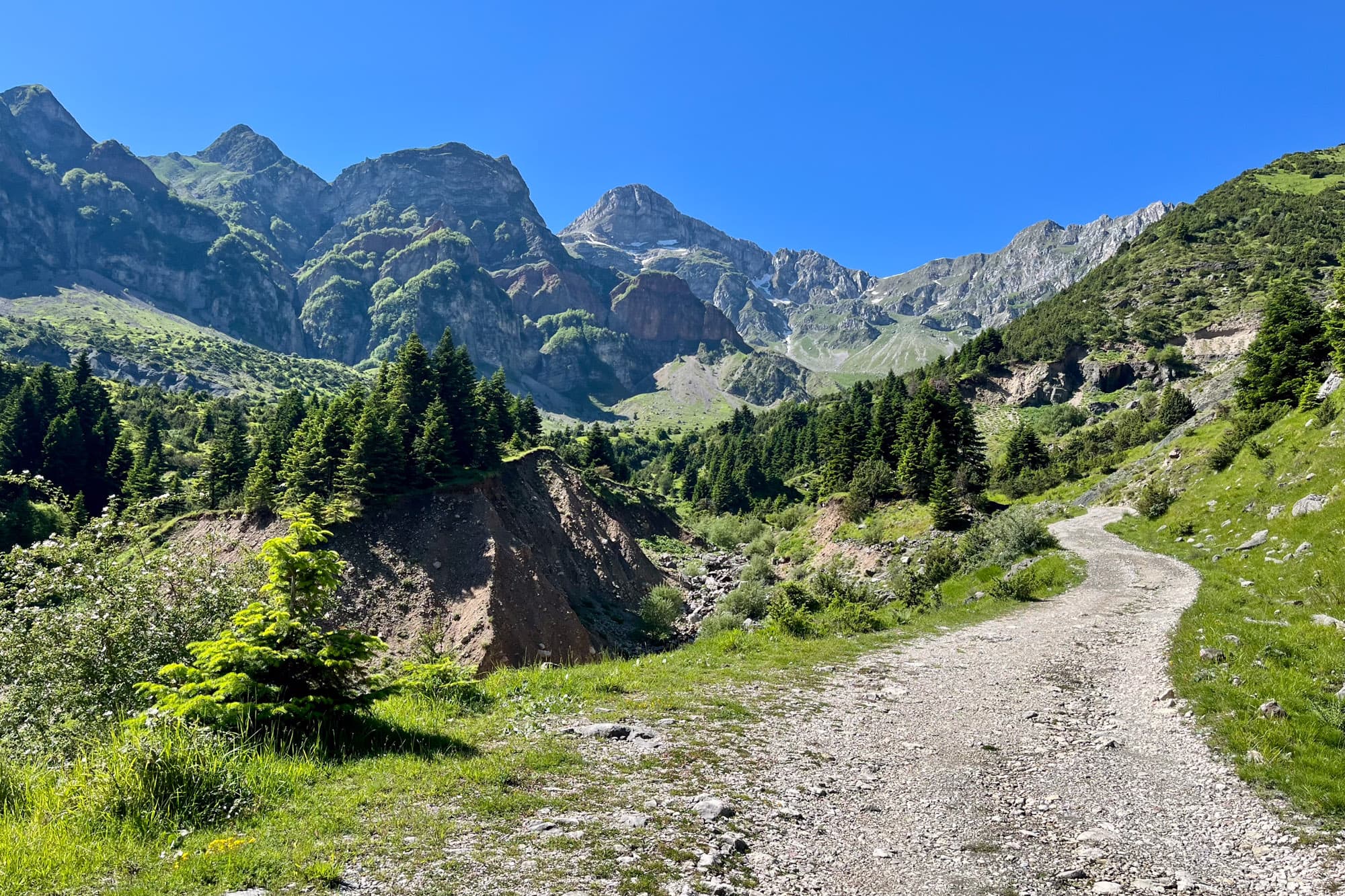 A nice gravel road in the Greek mountains.