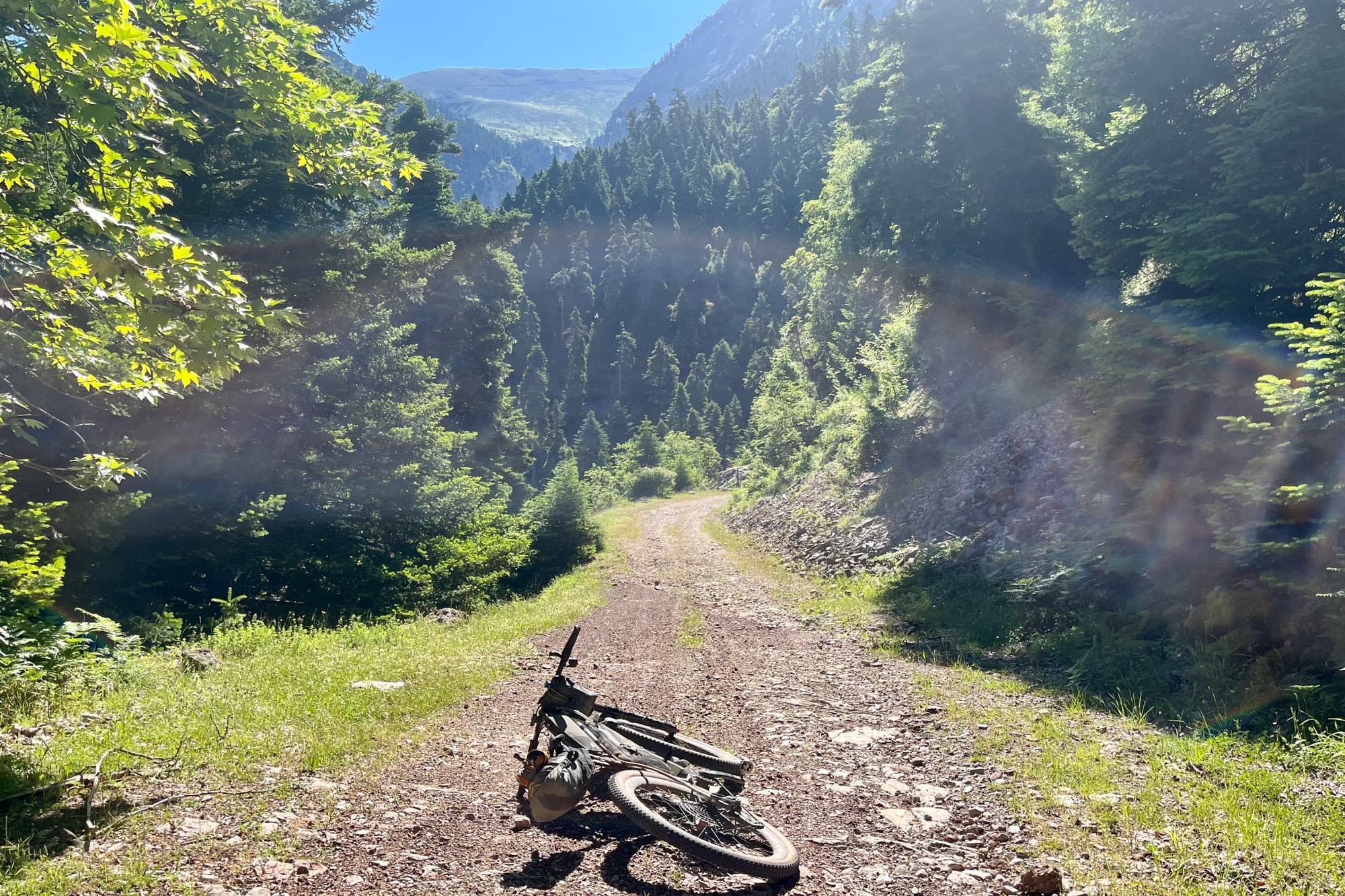 Through the Greek mountains.