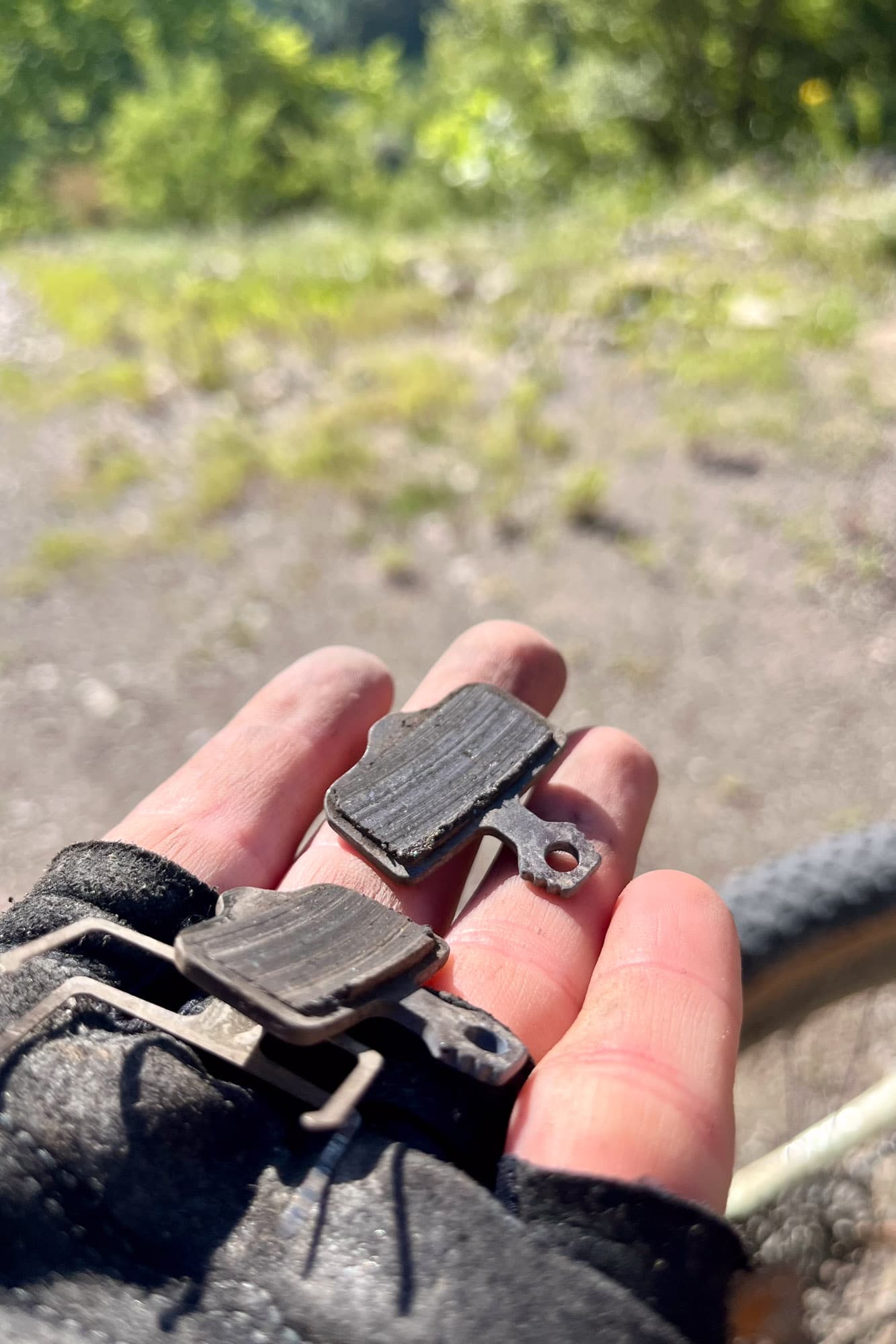 Some worn brake pads.