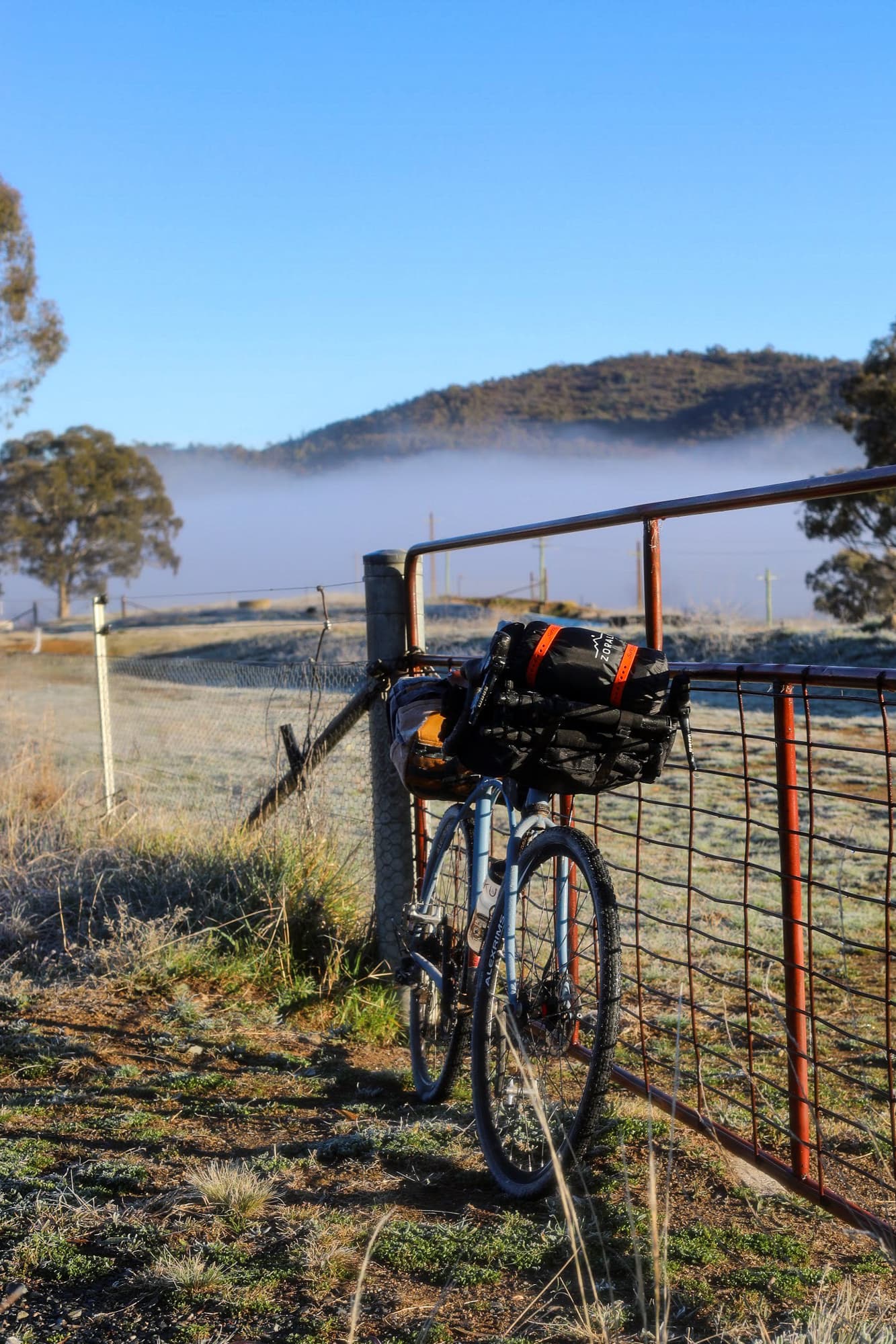 bike against gate