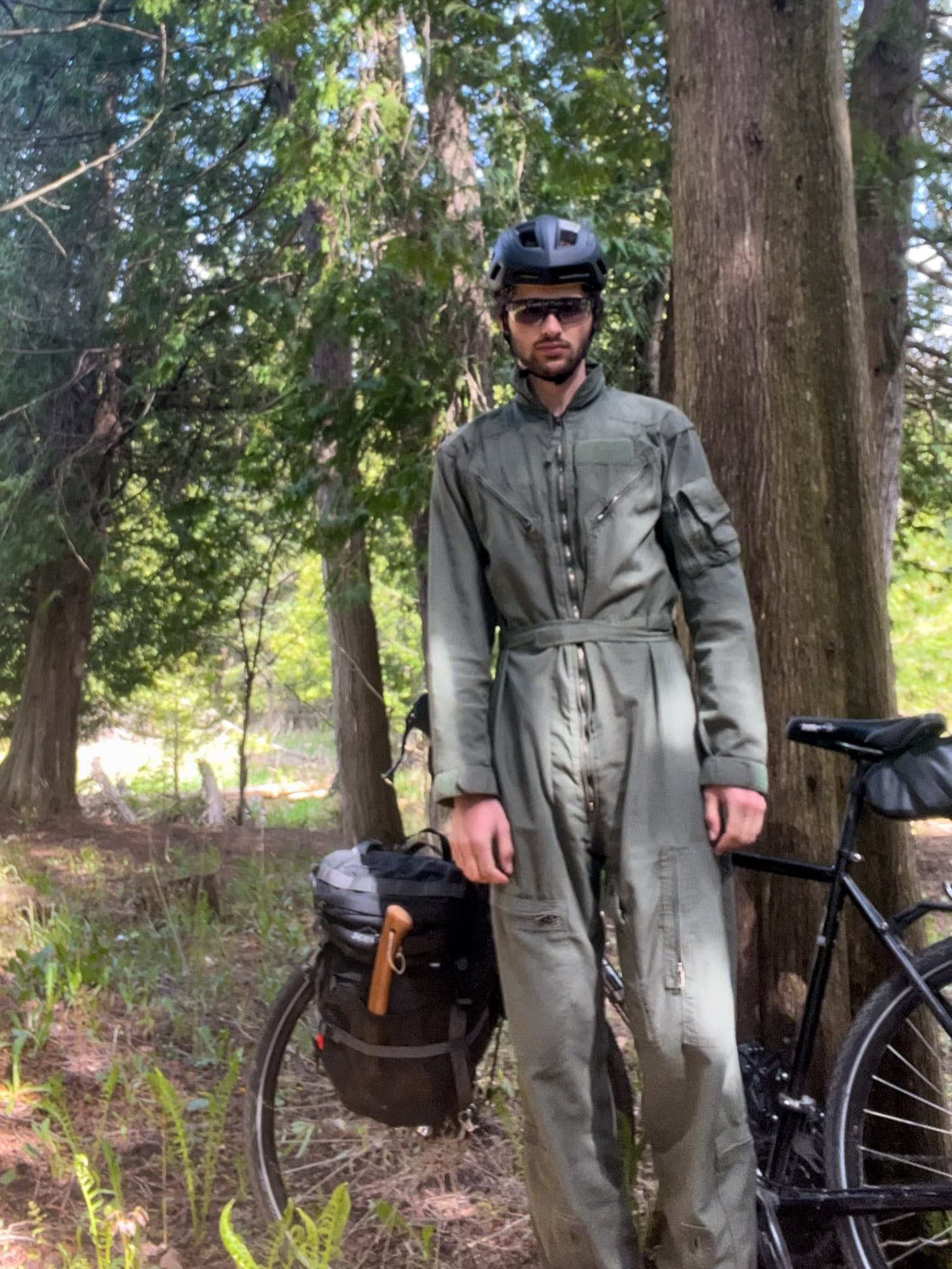 Fisher near his bike.