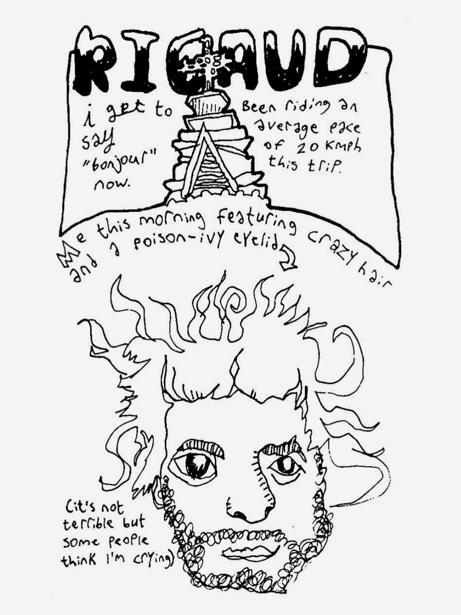 Self portrait with crazy hair.