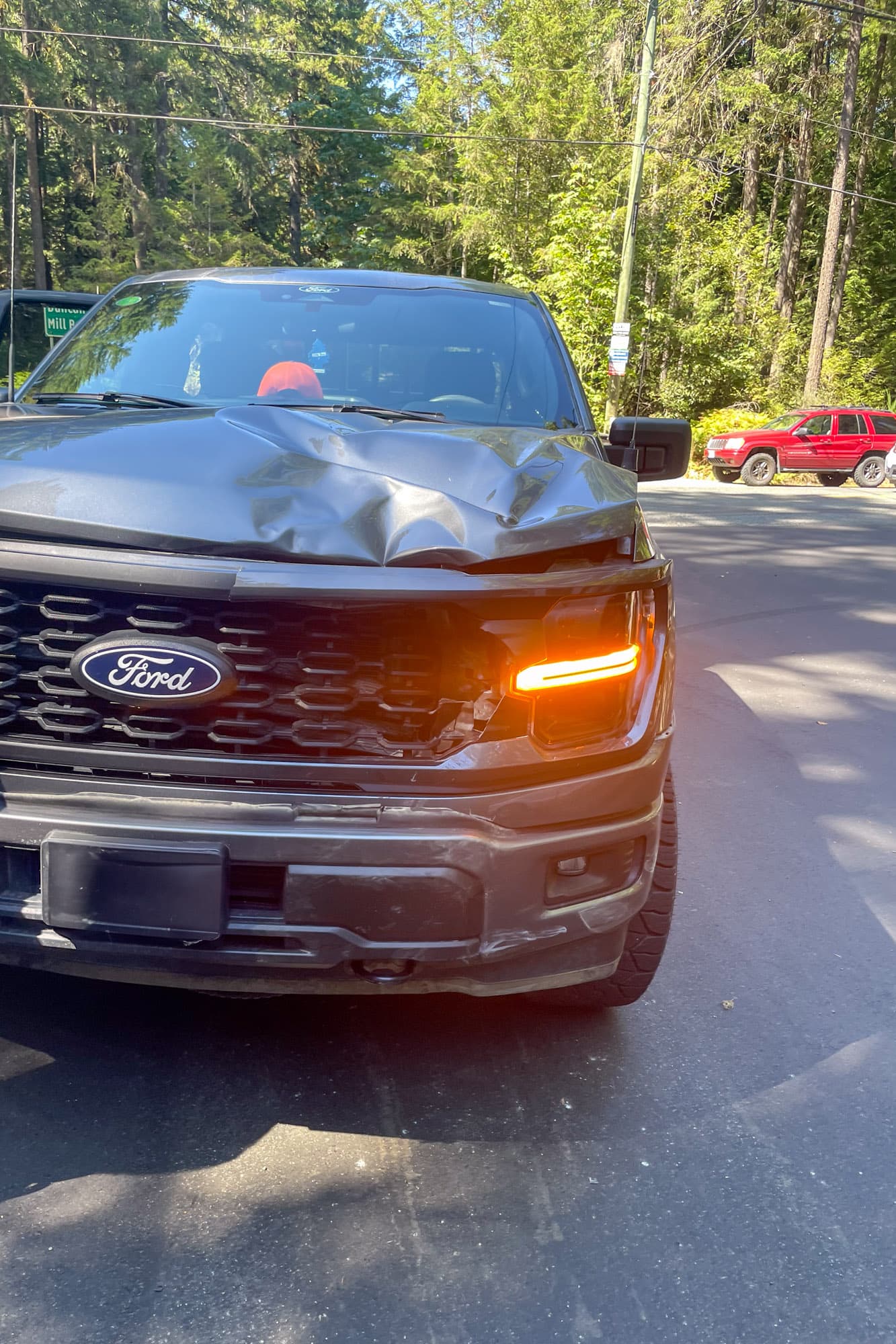Damage to the truck.