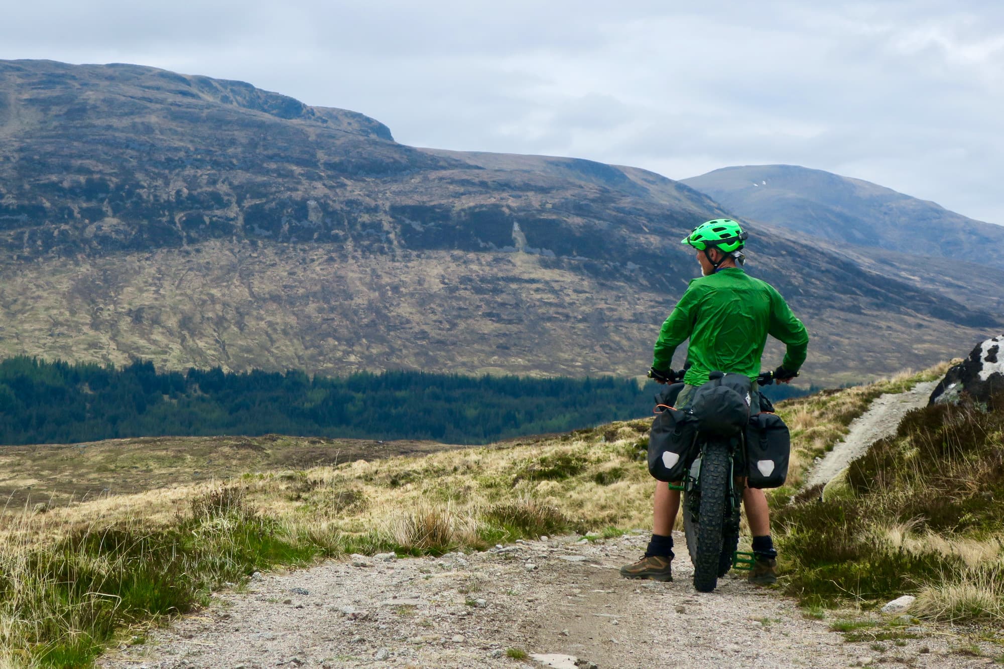Russell looks around the Scottish highlands.