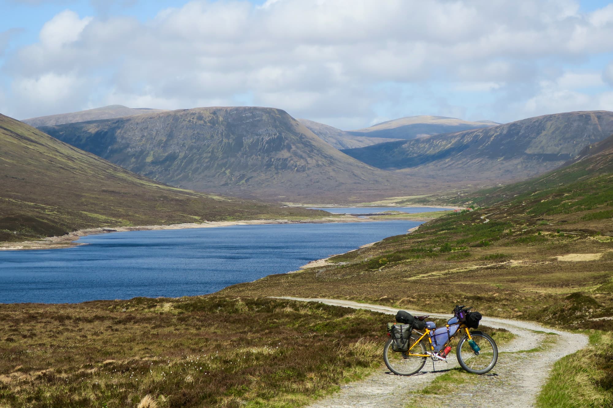 A loch with a bike in Scotland.
