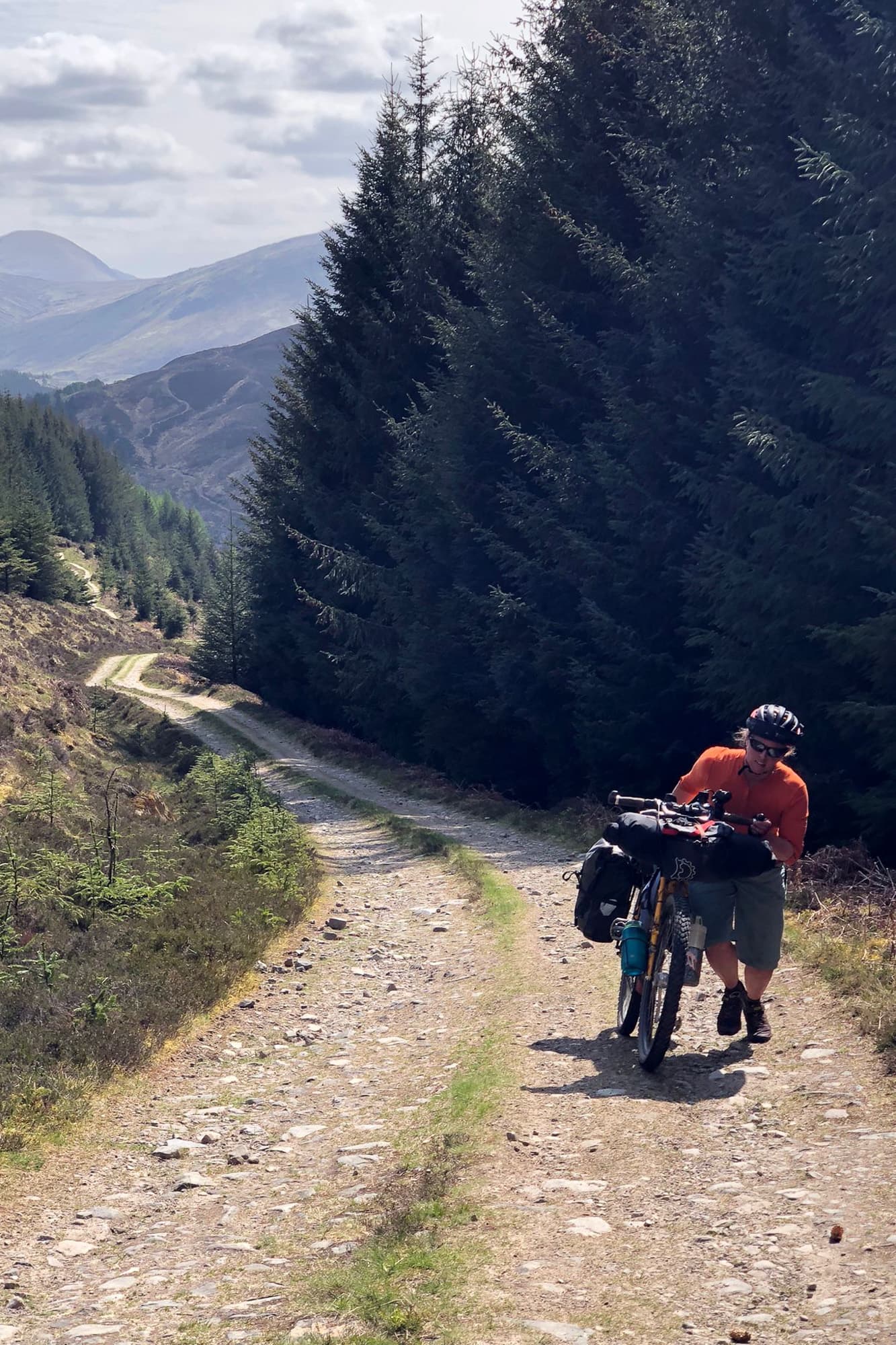 Tara takes her bike for a hike.